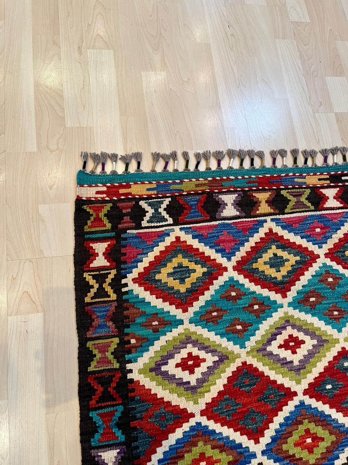 Handmade Kilim Rug 150×100 cm (59×39 in) Turkish Vintage Style Boho Tribal Color