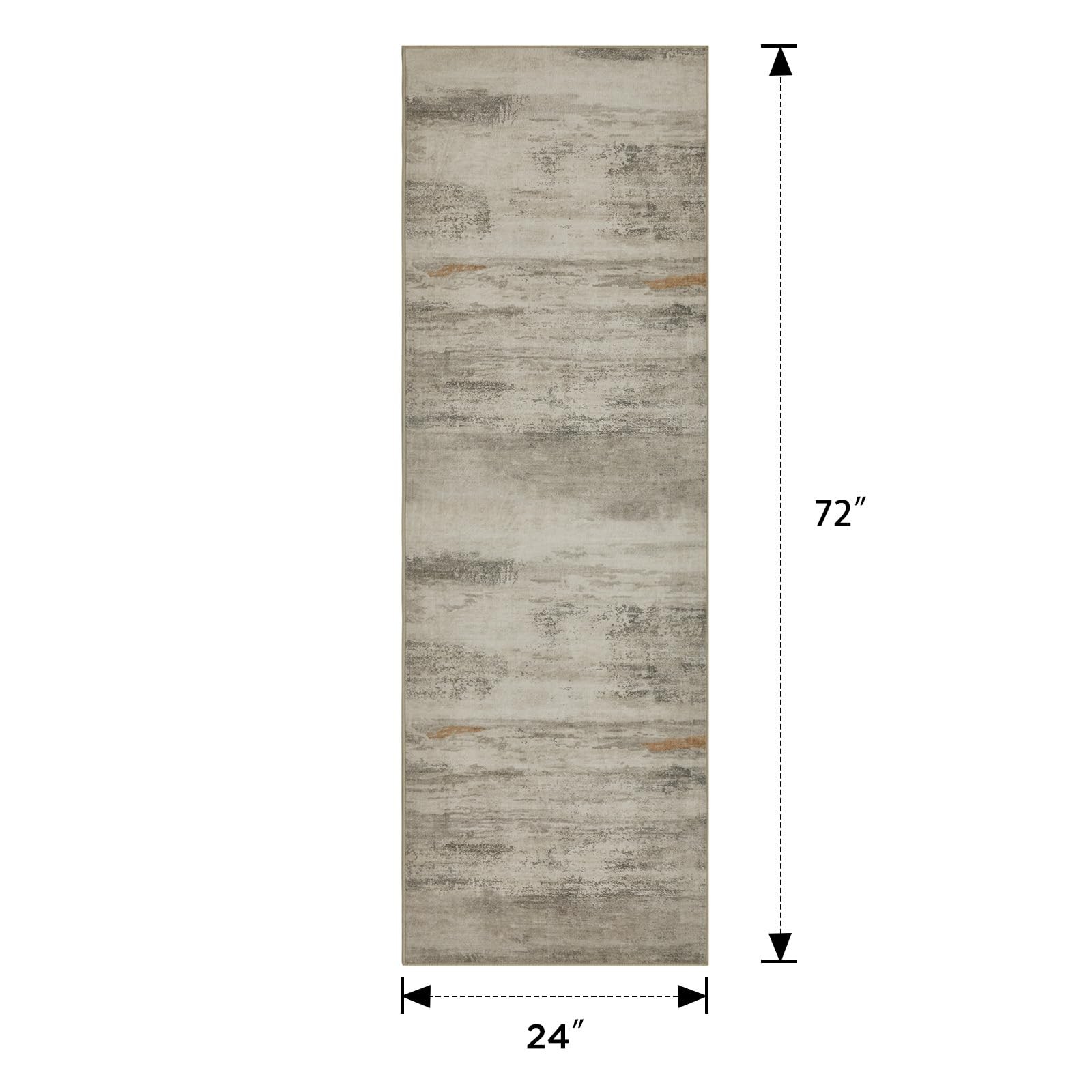 2×6 Modern Abstract Washable Runner Rug – Low Pile Faux Wool with Non-Slip Ba…