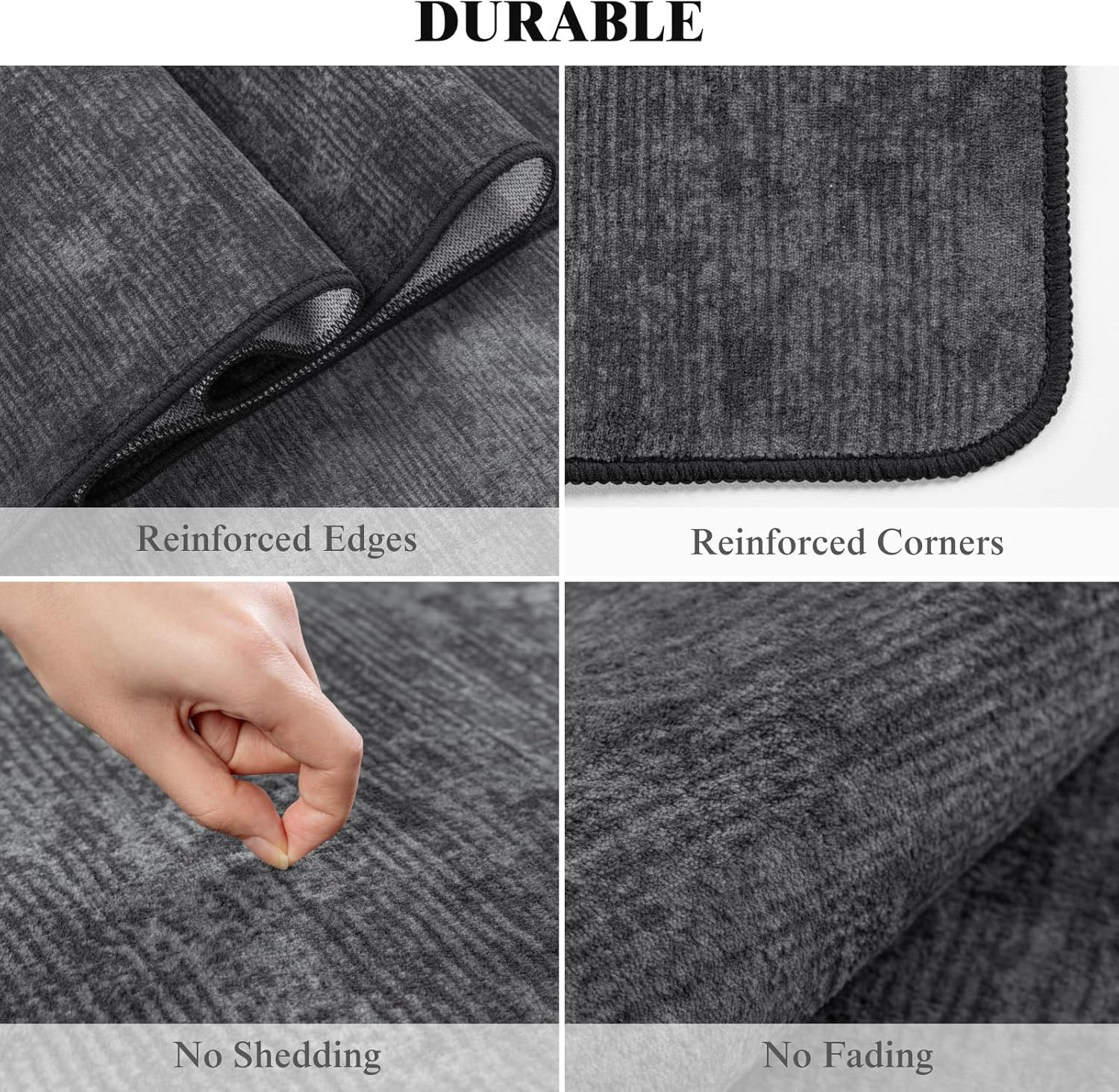 Black 6×9 Washable Boho Area Rug – Stain Resistant, Non-Slip, Ultra-Thin
