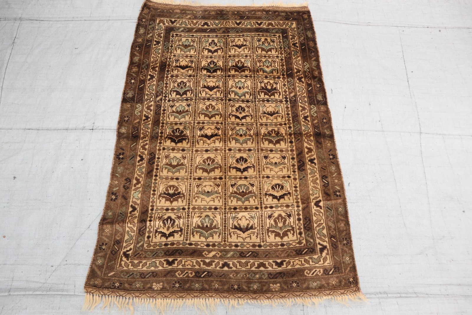 3×4 Beige Afghan Tribal Rug 90×130 cm Oriental Turkmen Rug, Bedroom, Office Rugs