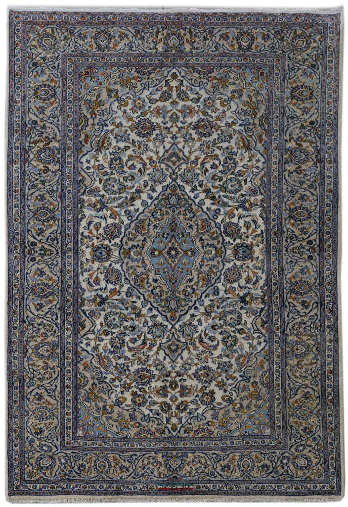 7×10′ Ivory Traditional Signed Kashaan Rug #B-81216