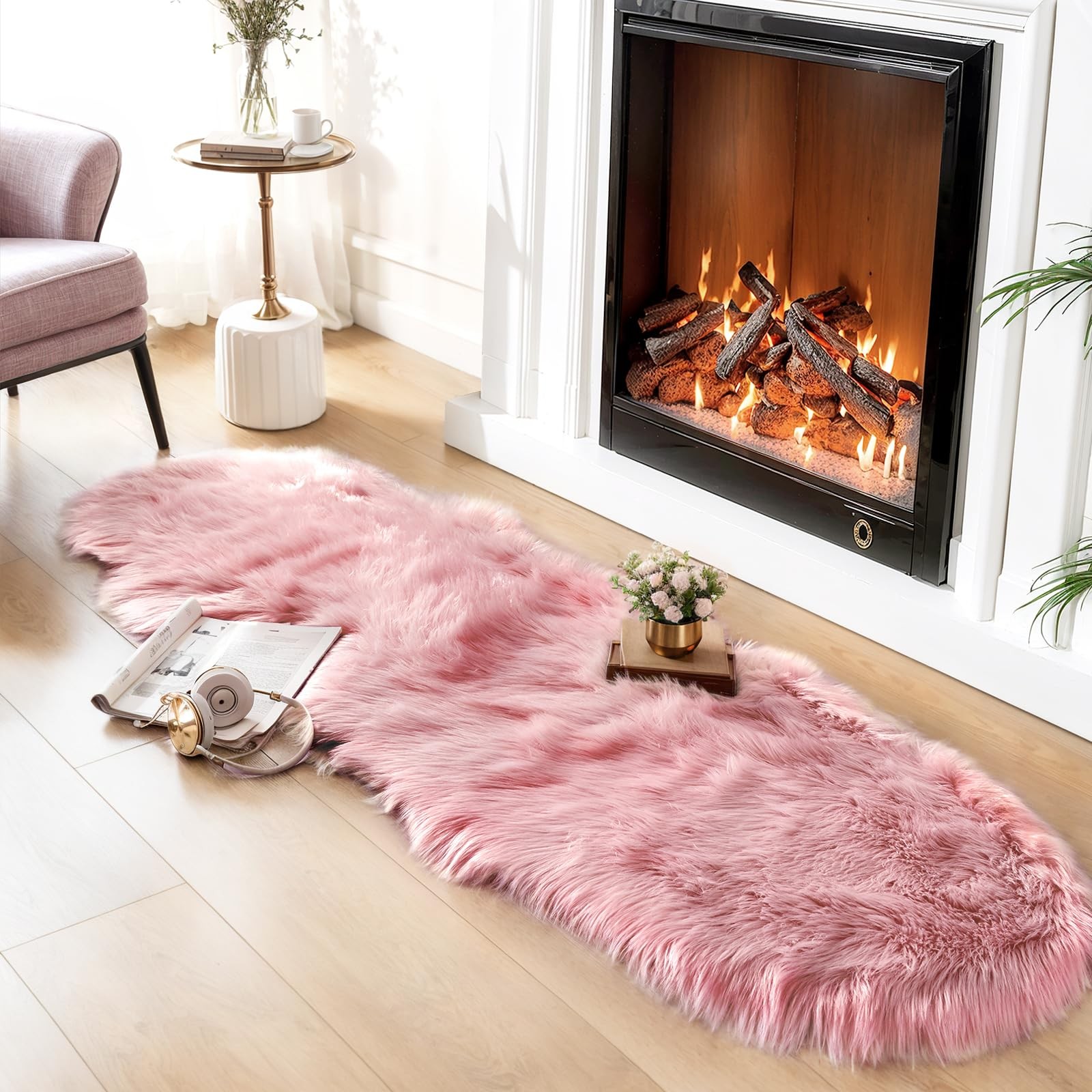 Ciicool Ultra Soft Faux Sheepskin Fur Rug Fluffy Rug for Bedroom Fuzzy Carpet…