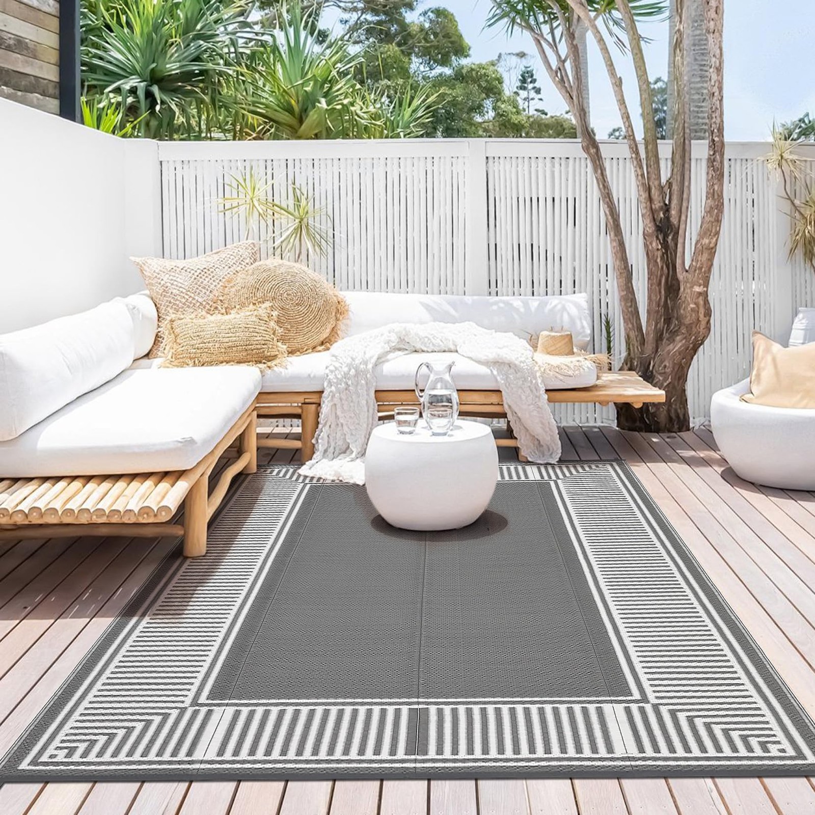 8×10/ 9×12/9×18/10×14/10×20 FT Portable Outdoor Waterproof Plastic Straw Rug,RV