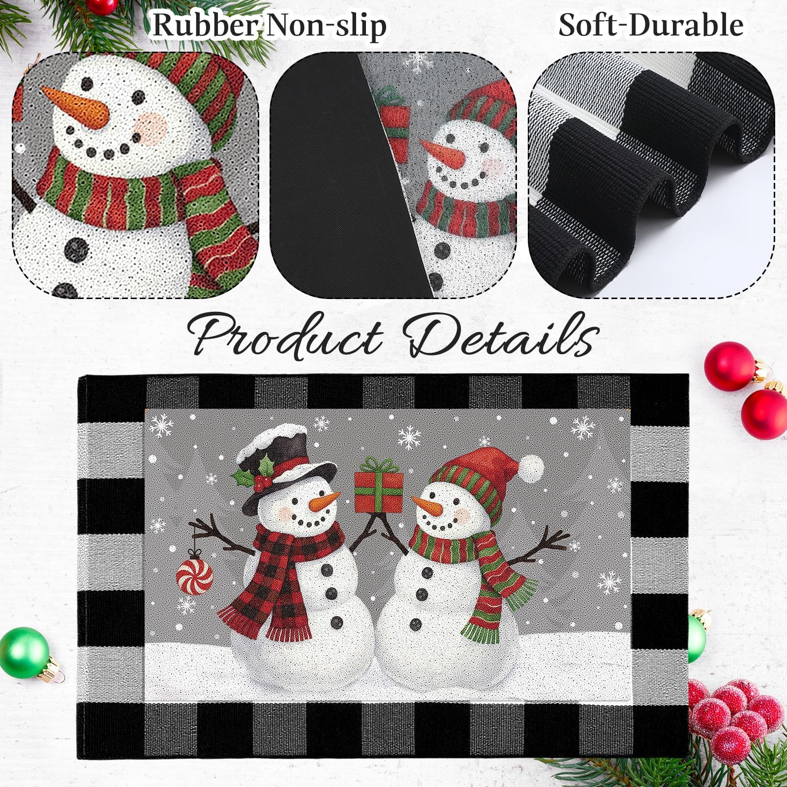 2 Pcs Christmas Doormats with Outdoor Rug Door Mat Combo Set 100% Coir Welcom…