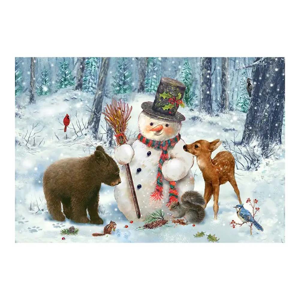 Olivia’s Home – 32″ x 22″ Accent Rug – Snowman with Wildlife