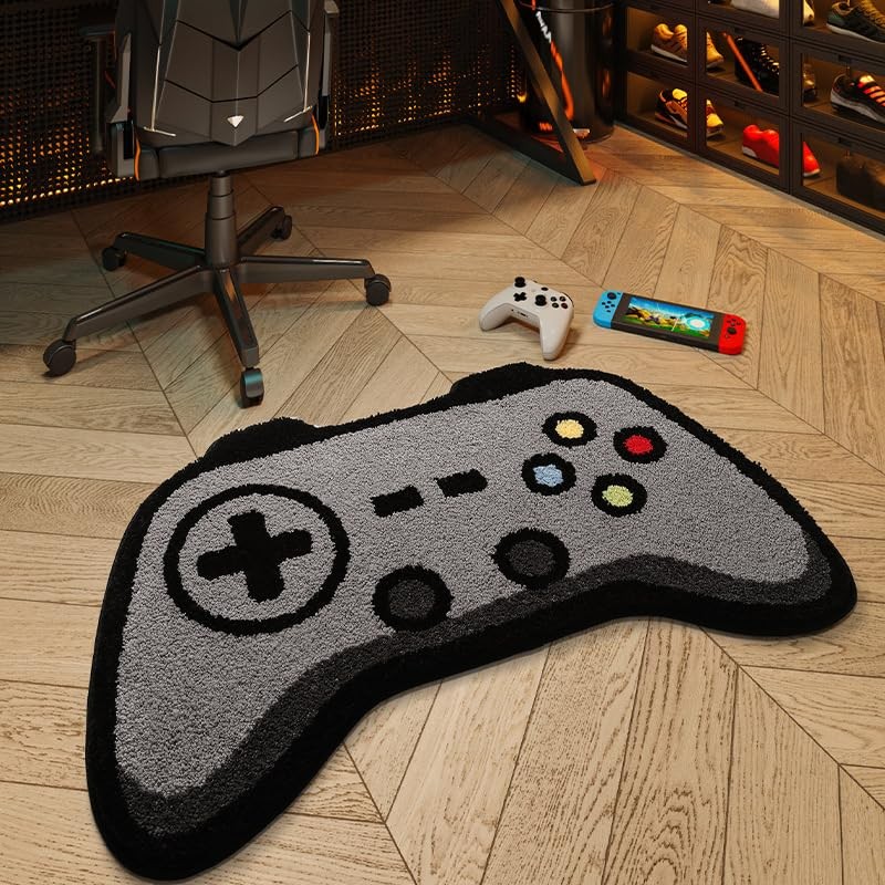 Kids Boys Gaming Rug Gamer Area Carpet Playroom Living Room Grey 24×38 Inch
