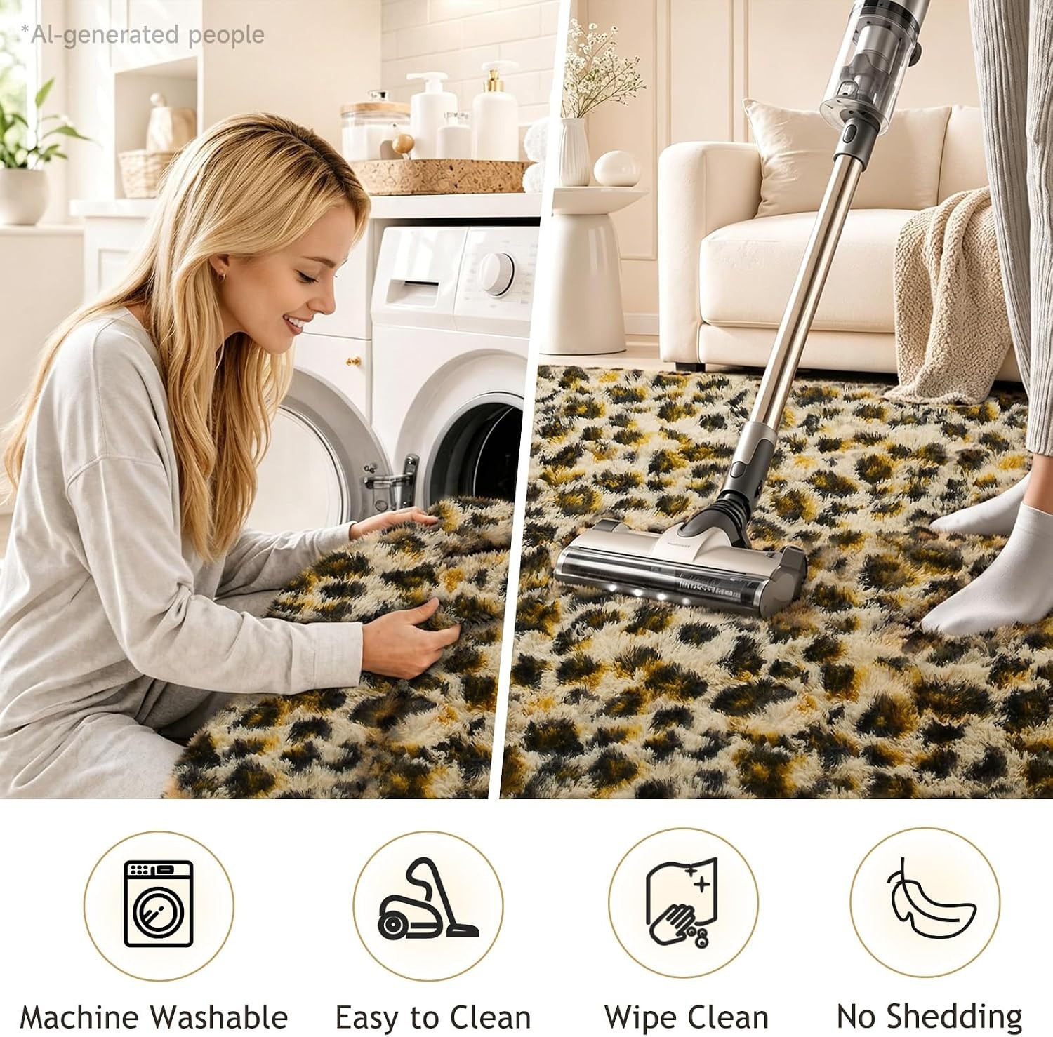 Leopard Rugs for Bedroom Living Room, Cheetah Print Rug Fluffy Shag Large Fuz…