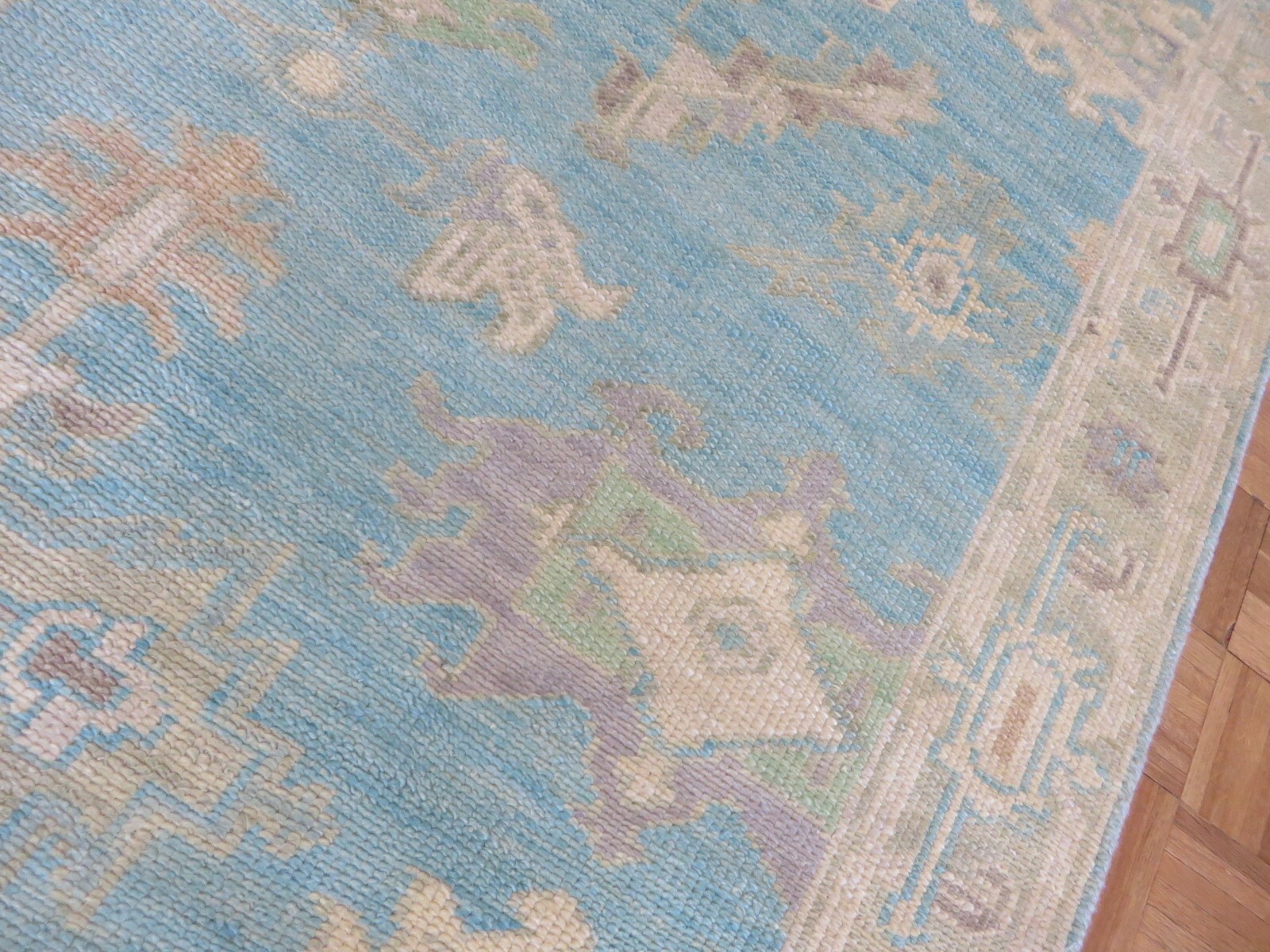 5’6 x 7’10 Hand Knotted Sky Blue Funky Oushak Oriental Rug G15256