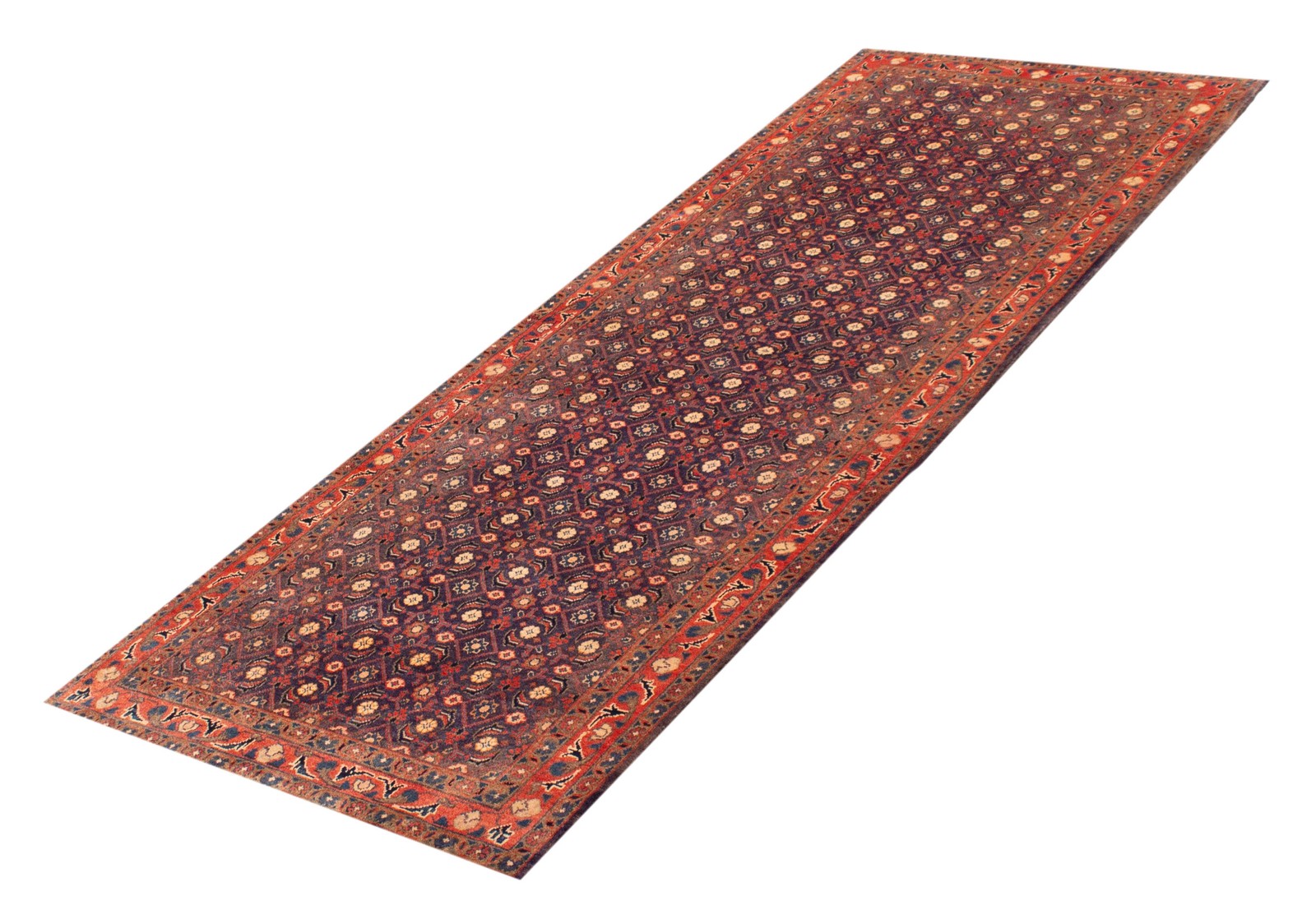 Vintage Hand-knotted Runner Rug 3’7″ x 10’0″ Traditional Oriental Wool Carpet