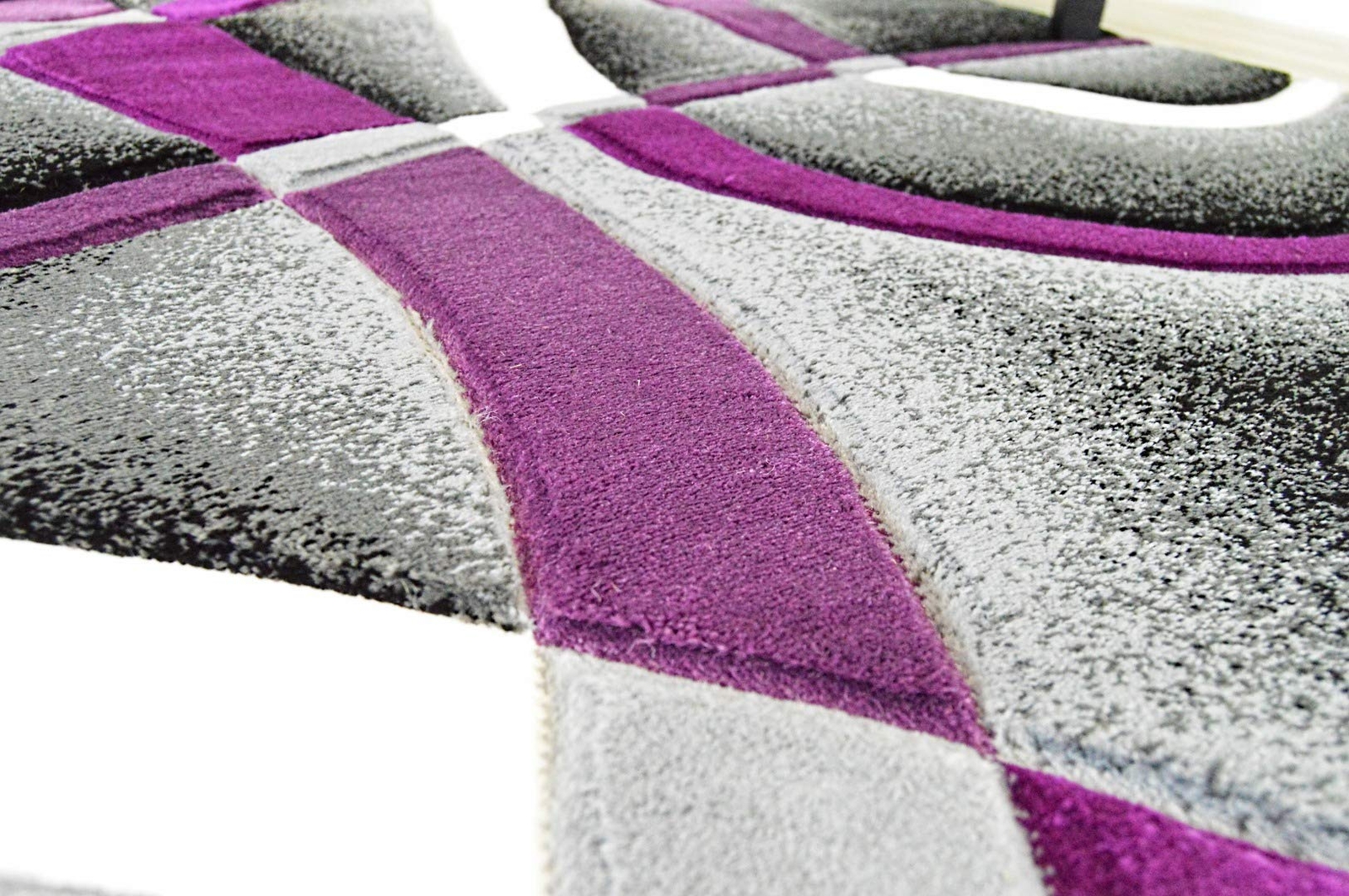 Premium Carved Modern Contemporary Abstract Rug 2305 Purple 6’6”x6’6”Round