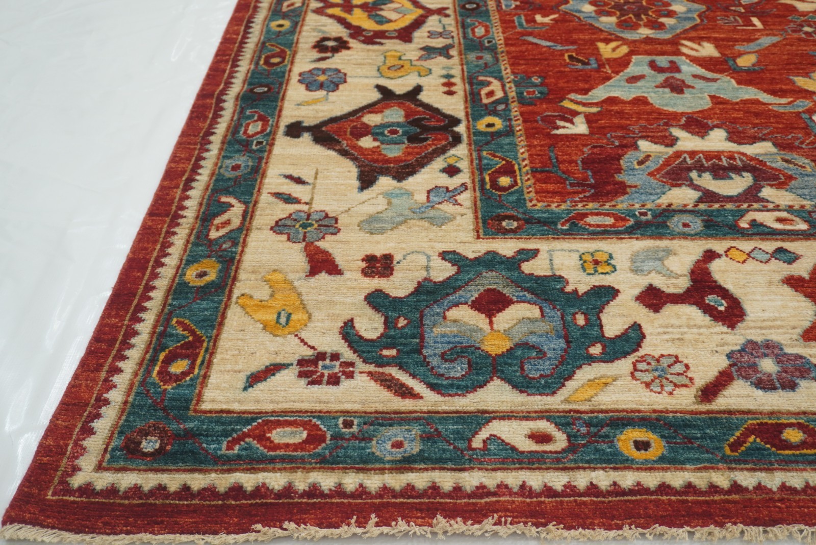 10×14 ft Red Oushak Turkish Style Hand Knotted Wool Area Rug