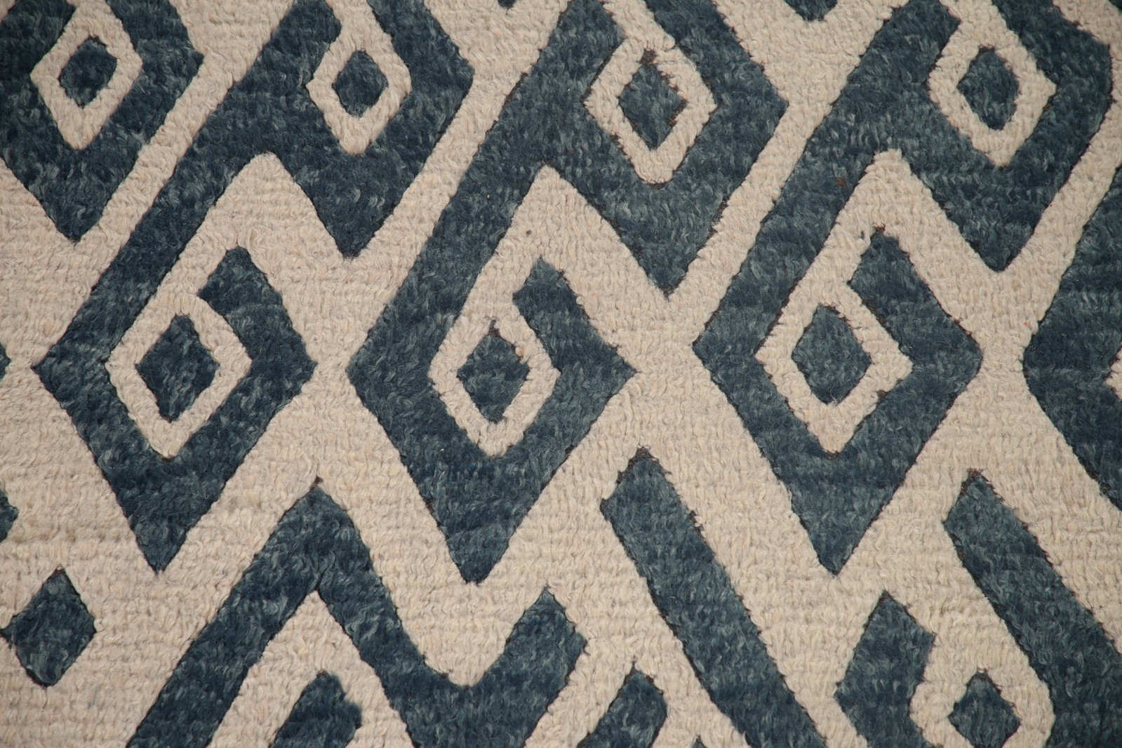 Ivory/ Blue Moroccan Shaggy Oriental Rug Wool Handmade Room Size Carpet 8×10