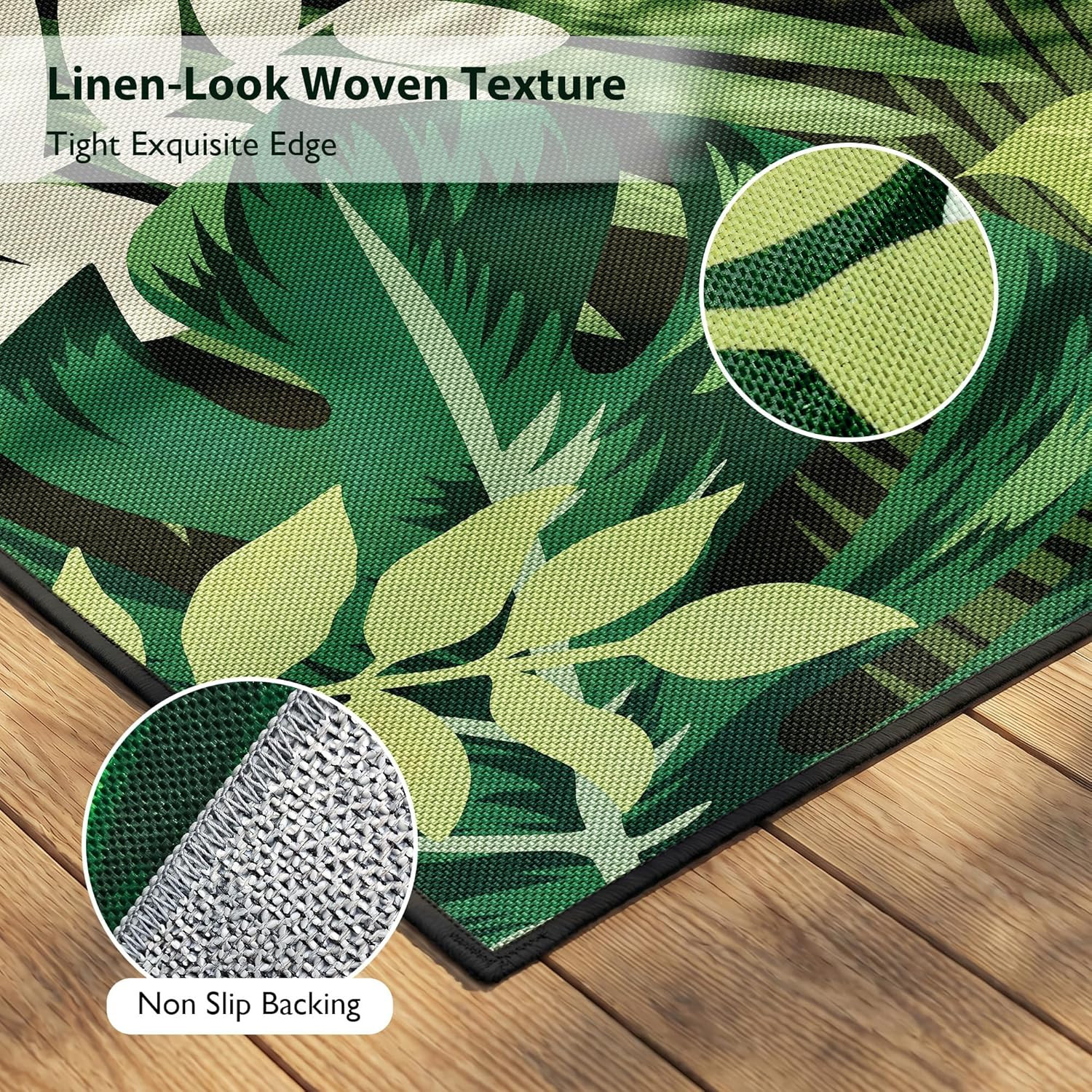 5X8 Monstera Tropical Outdoor Rug – Waterproof Non-Slip Machine Washable Patio R