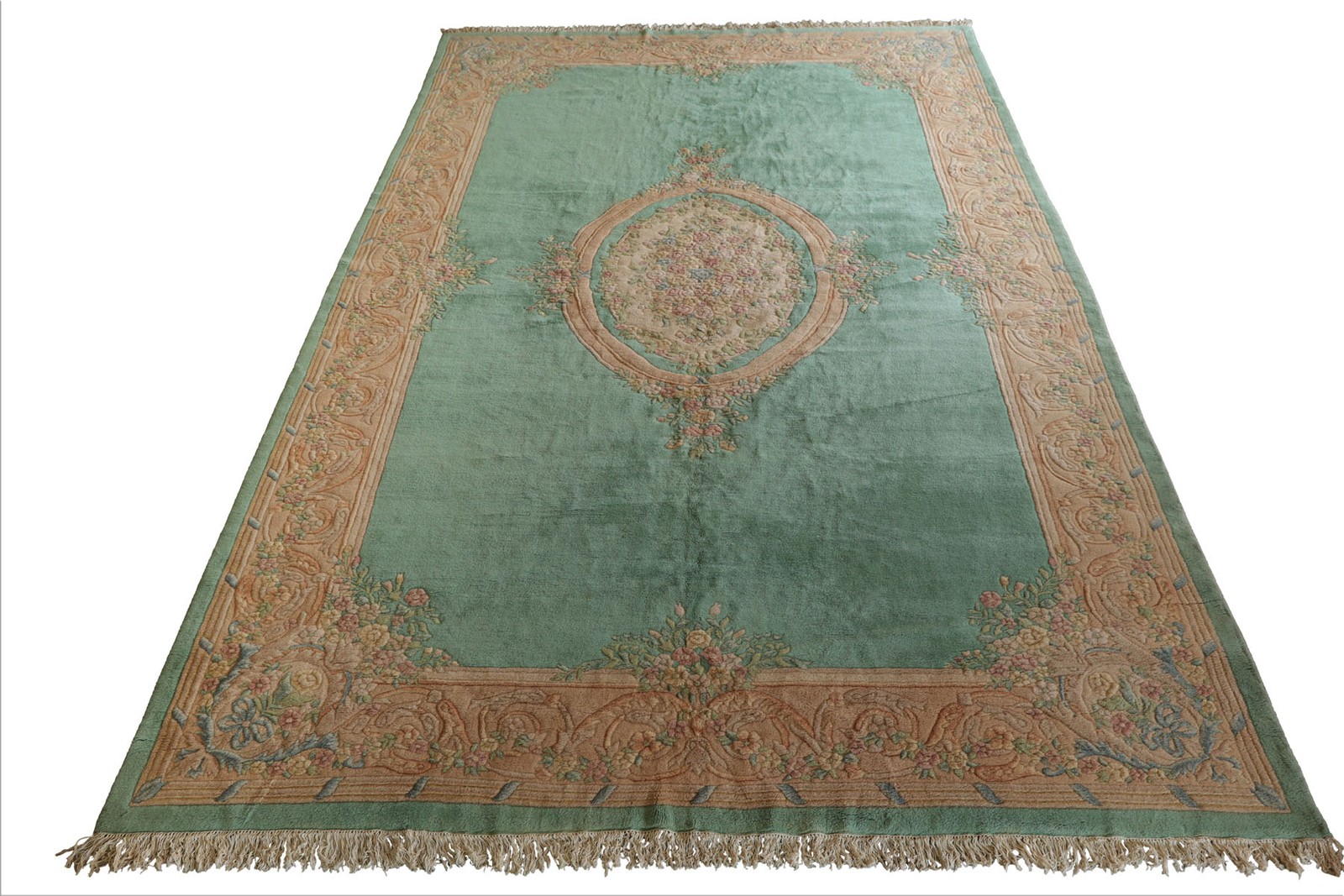 12’5″x20’5″ Oversize Hand Knotted Wool French Aubusson Savonnerie Plush Pile Rug