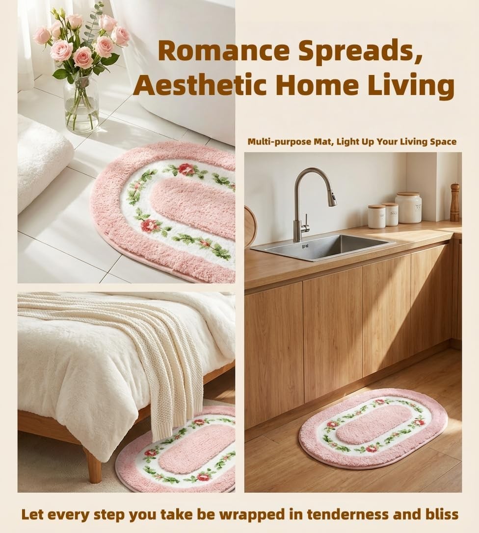 Bathroom Rugs Romantic Rose Flower Shaggy Area Rugs for Living Room Bedroom