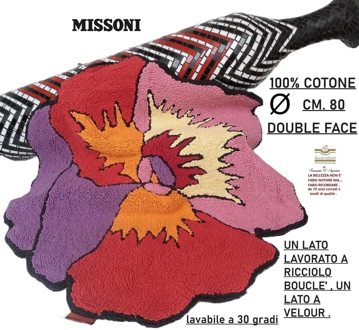 Tappeto Missoni 100% Cotton Diameter Cms. 80 double face