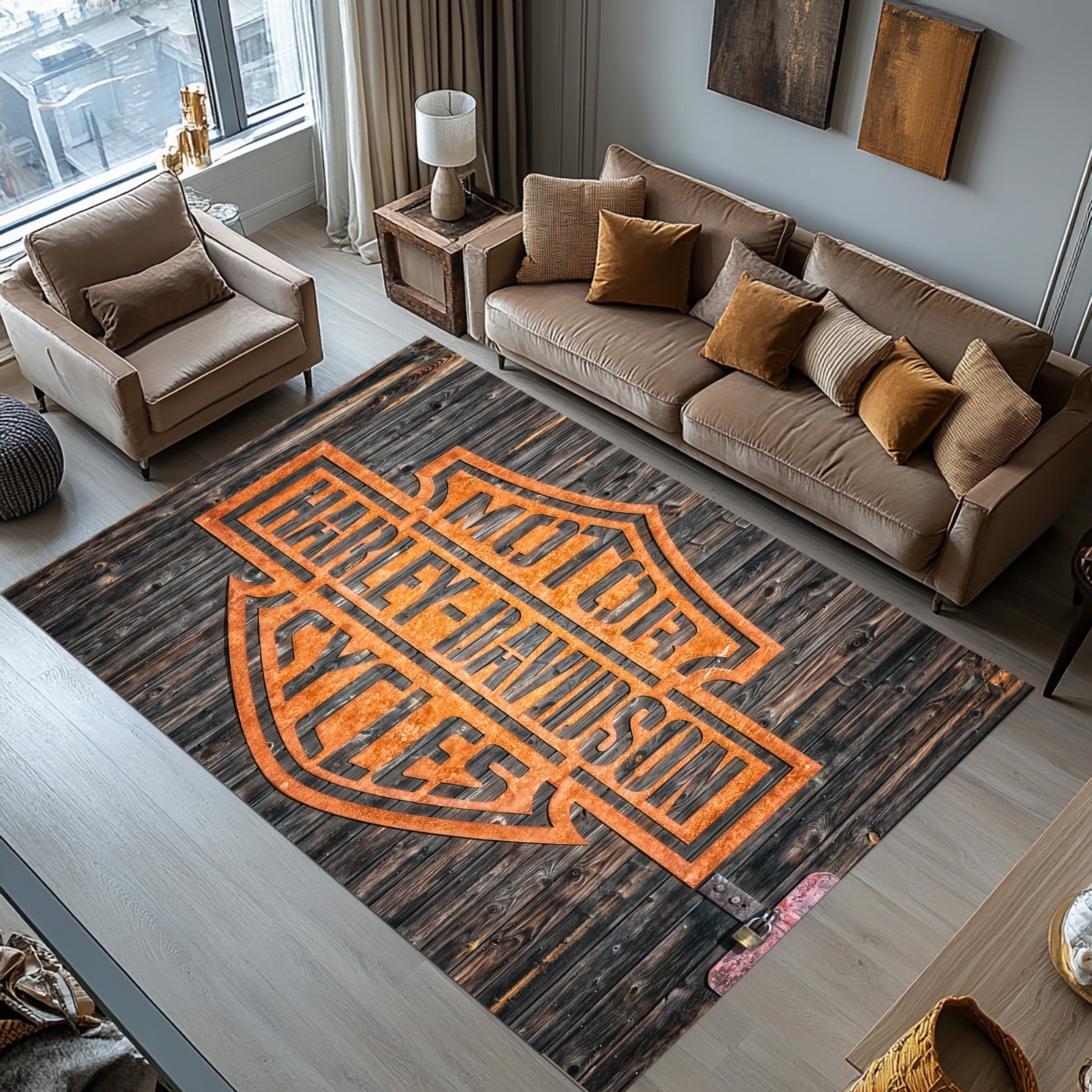 Harley Rug, Harley Rugs, Harley Hall Carpet,Harley Themed Rug,Harley Design Rug