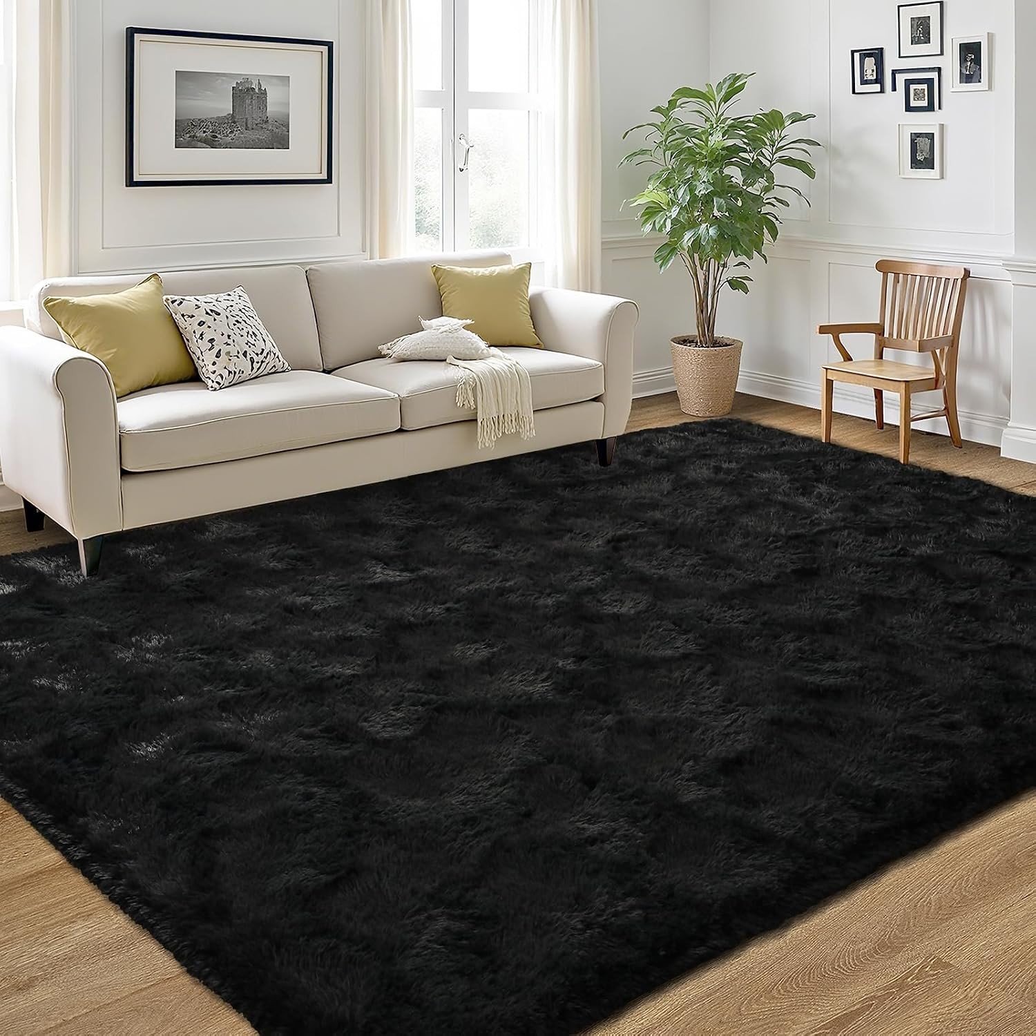 1.67-Inch Pile Black Area Rug – Luxuriously Soft for Kids’ Bedrooms or Nurseries