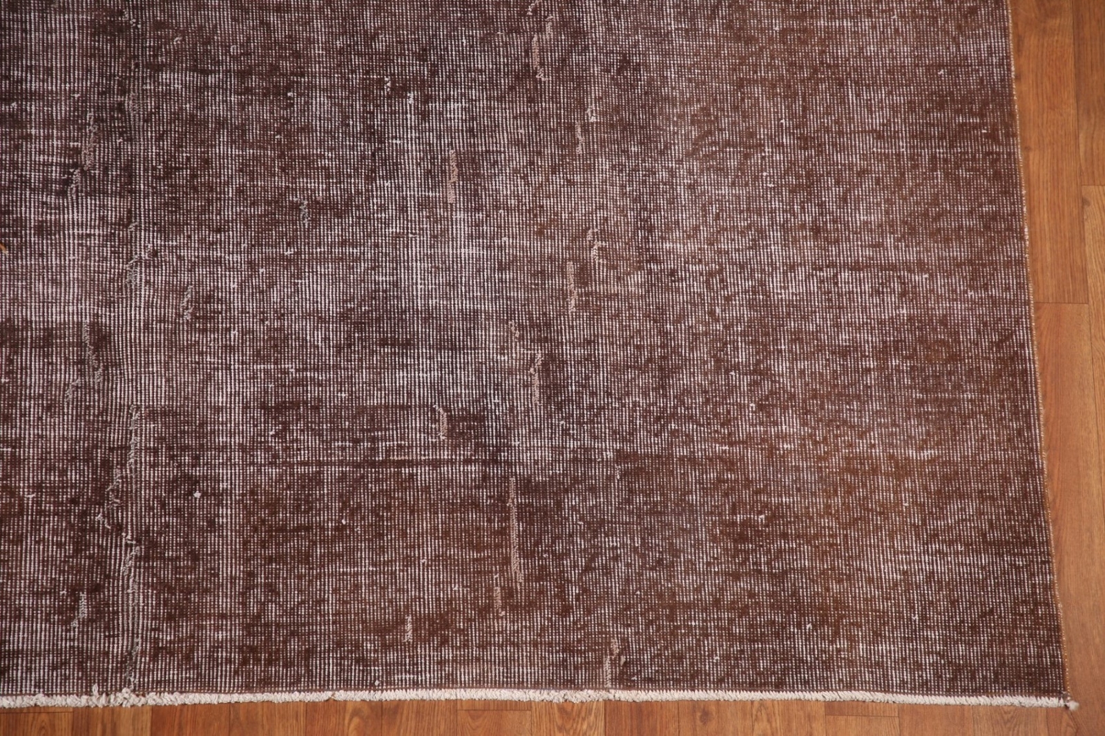 Distressed Brown Anatolian Turkish Semi-Antique Rug 7’x10′ Wool Handmade Carpet