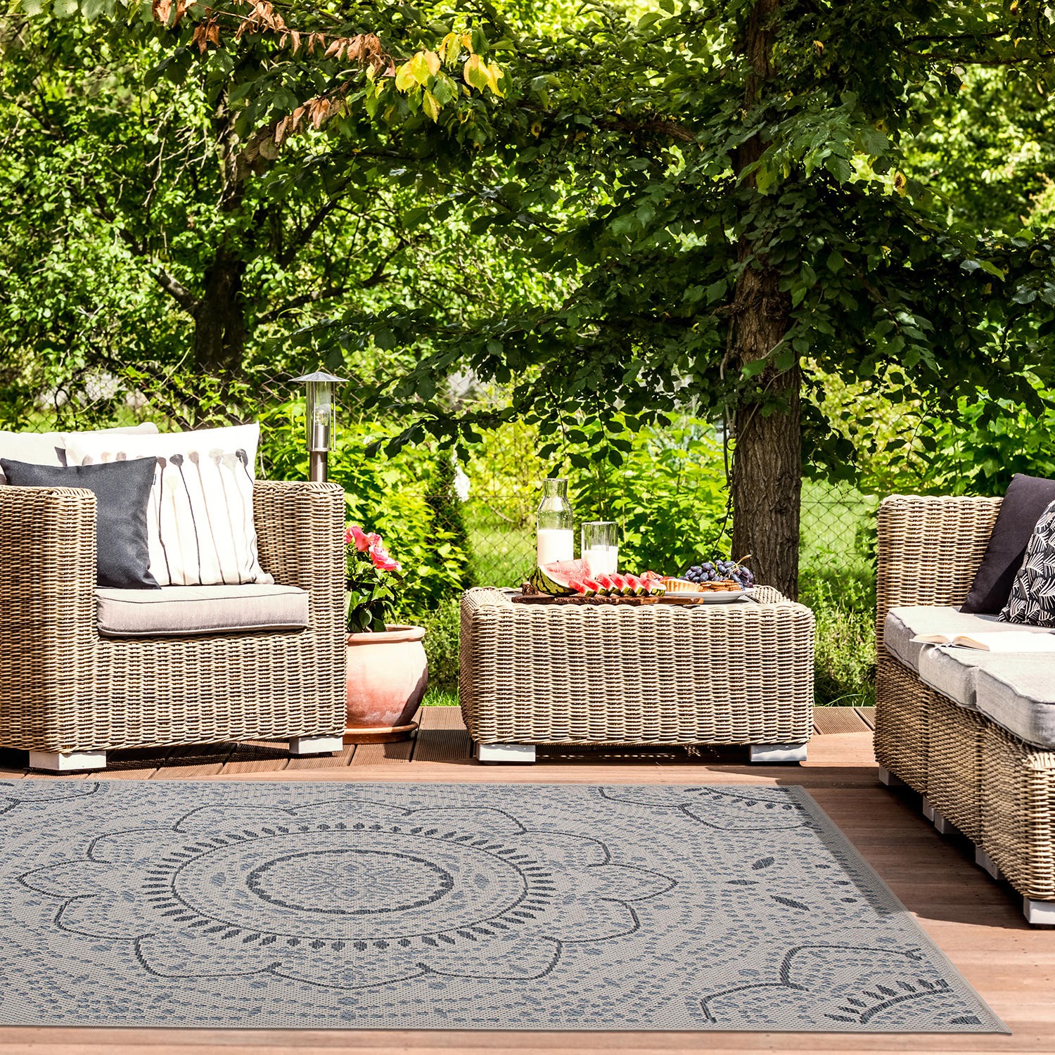 Rugshop Outdoor Rug Portia Oriental Medallion Indoor/Outdoor Rugs Patio Rugs 5×7