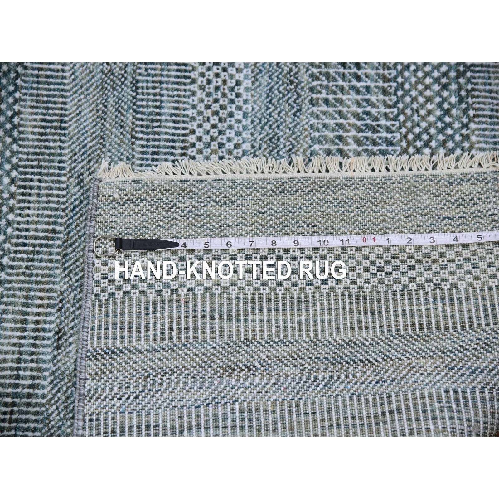 3’x5’2″ Queen Blue Wool and Silk Hand Knotted Grass Design Soft Pile Rug R79643