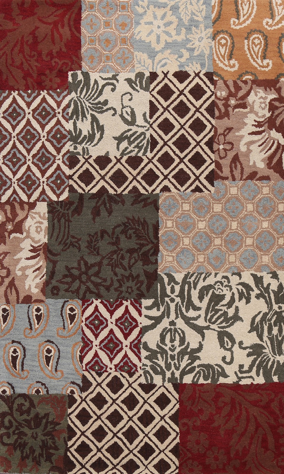 Patchwork Unique Design 5×8 Hand-Tufted Wool Modern Area Rug