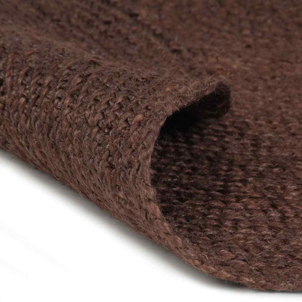 Rug 100% Natural Brown Jute Round Style Braided Rug Reversible Rustic Look Rugs