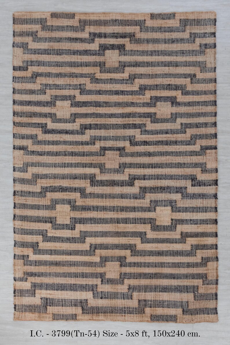 Handmade Checkered Jute Rug, Flatweave Geometric Jute Rug Runner Custom Jute Rug