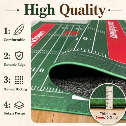 3×5 Football Rug for Bedroom Living Room, Washable Indoor Sport Field Area