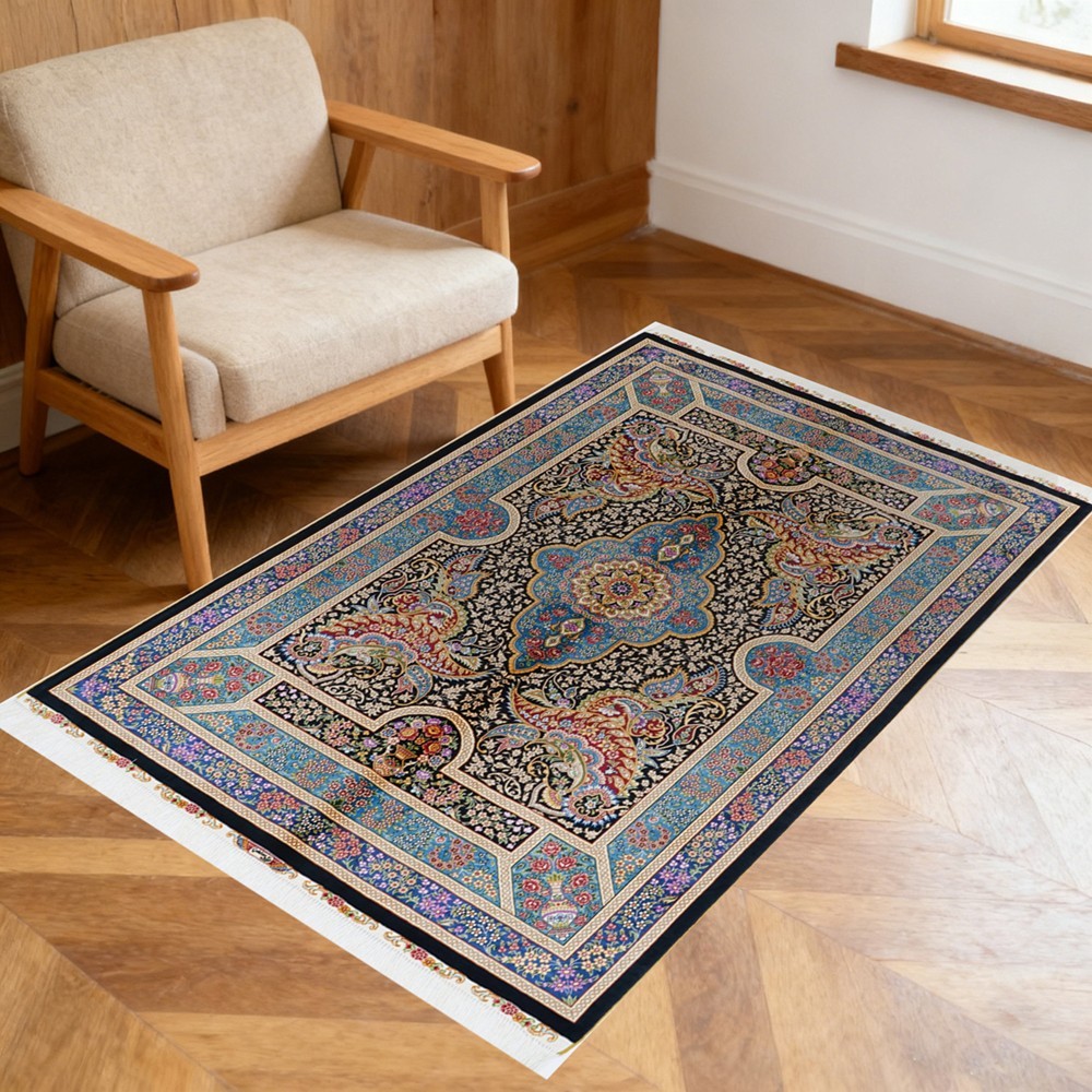Zhiyi 4x6ft Handmade silk rug Living Room Hand-knotted Medallion Carpet 509A