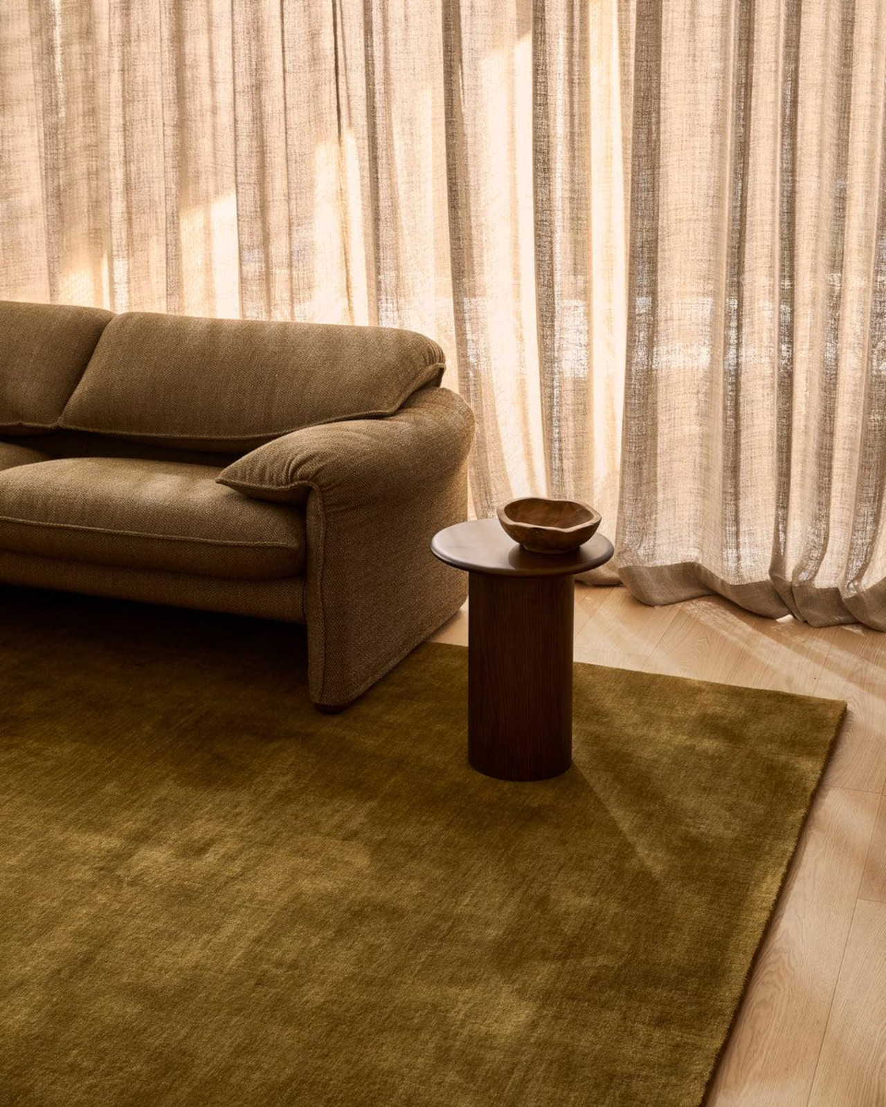 Hand Tufted Wool Rug | Solid Olive Green, Nordic Knots Area Rug Home Decor