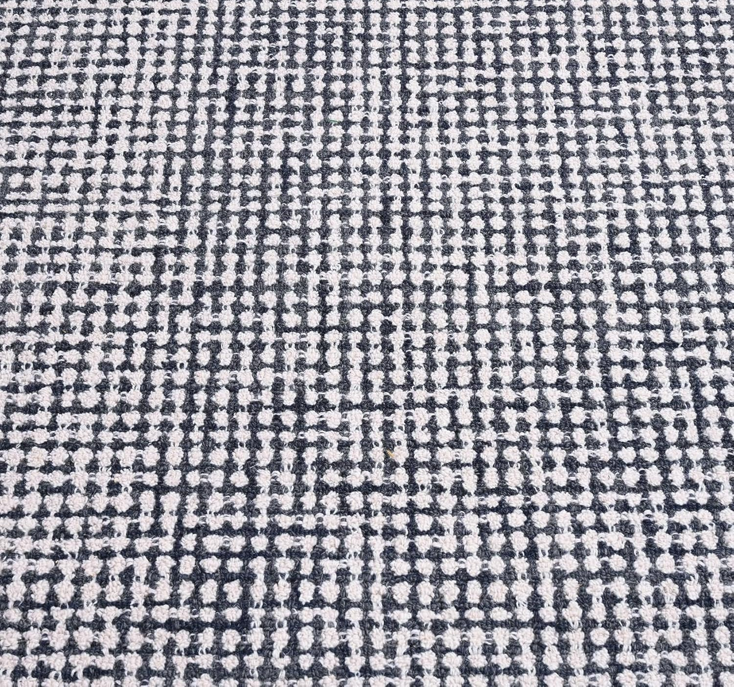 Hand-Tufted 100% Wool Pile Area Rug – Geometric Textured Grid Check Pattern – Th