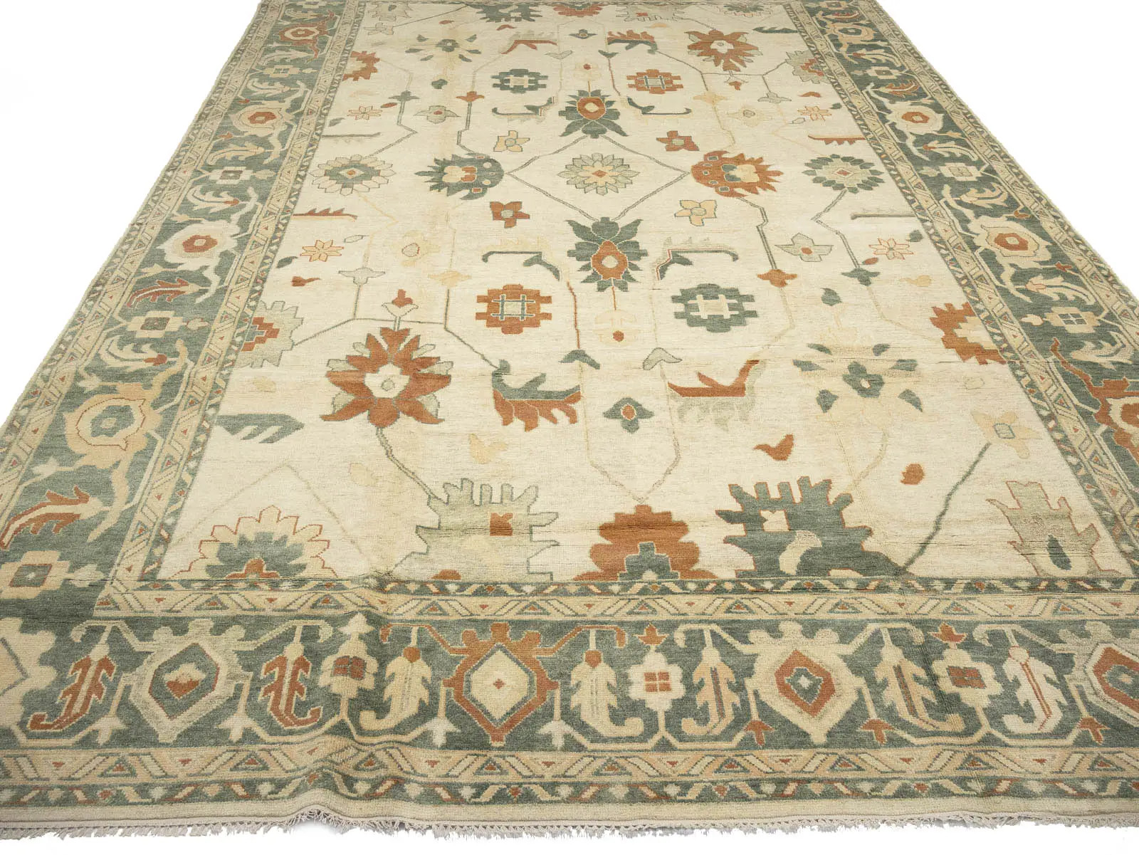13×21 ft Hand-Knotted Floral Rare Oushak Design Oriental Rug Extra Large Carpet