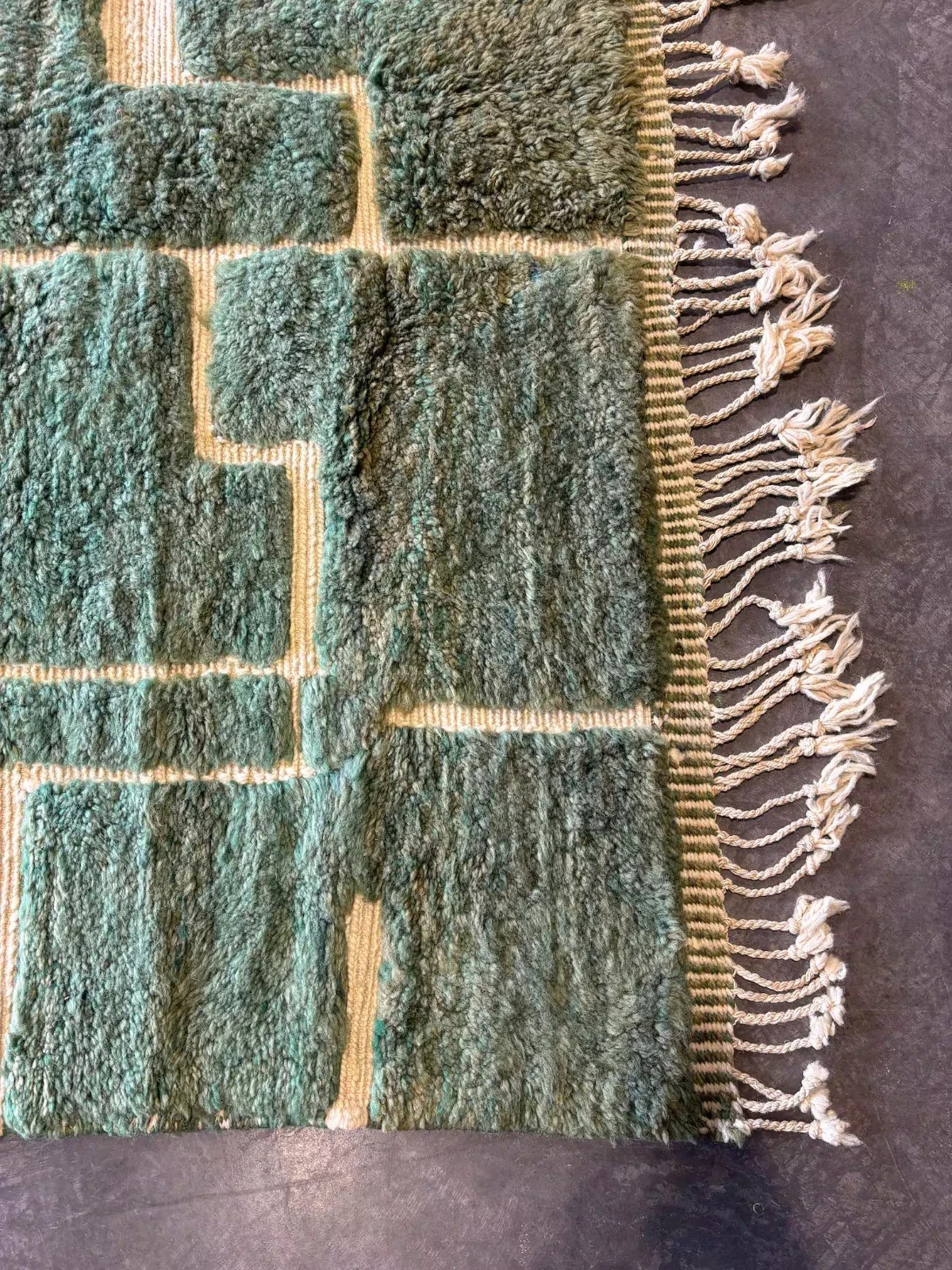 Moroccan Berber Beni Ourain Wool Rug Color Green Handmade Design Carpet Rugs 6×9