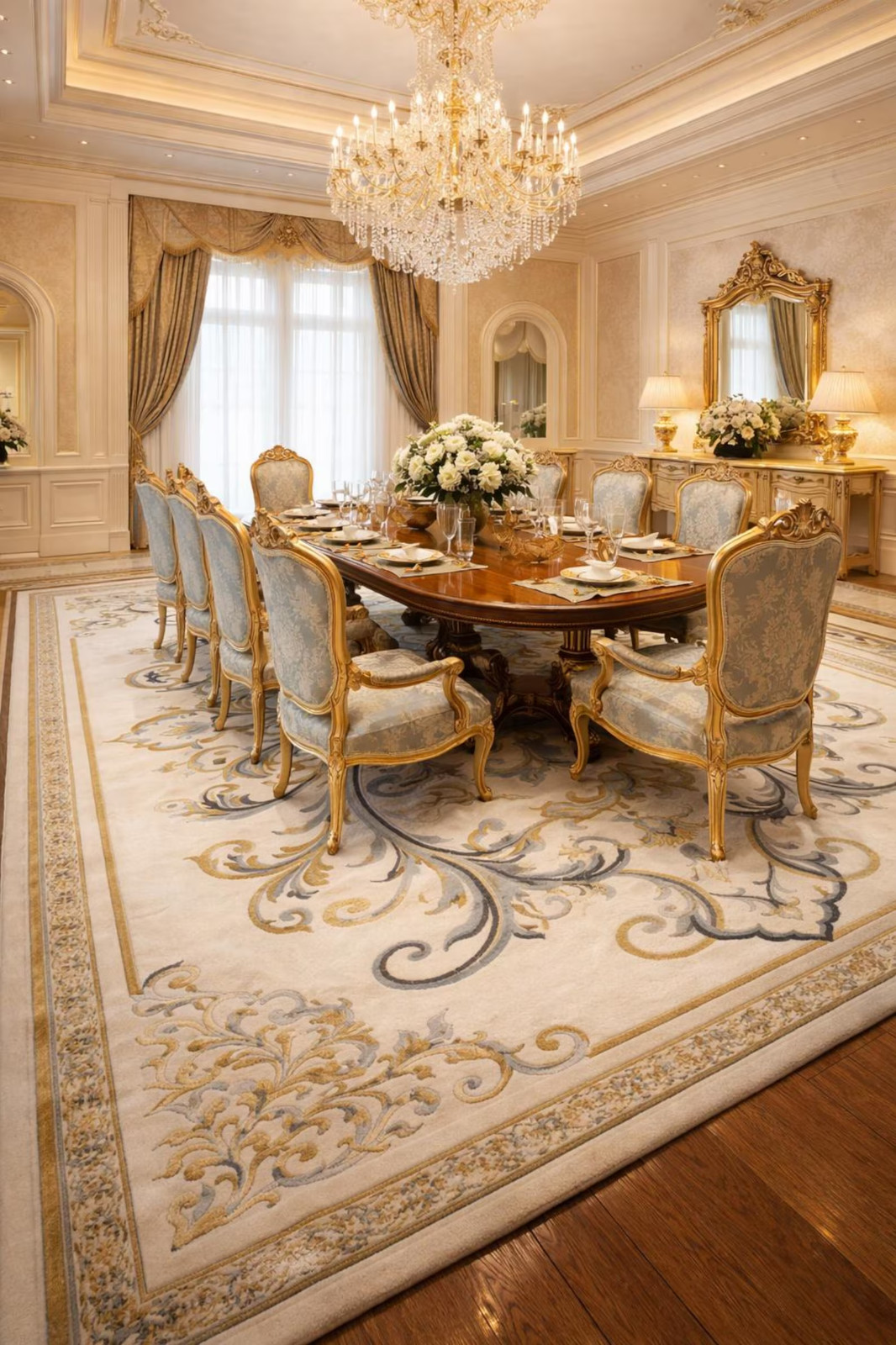 Luxury Palace Floral Hand-Tufted Rug Premium Statement Carpet Rugs for Royals