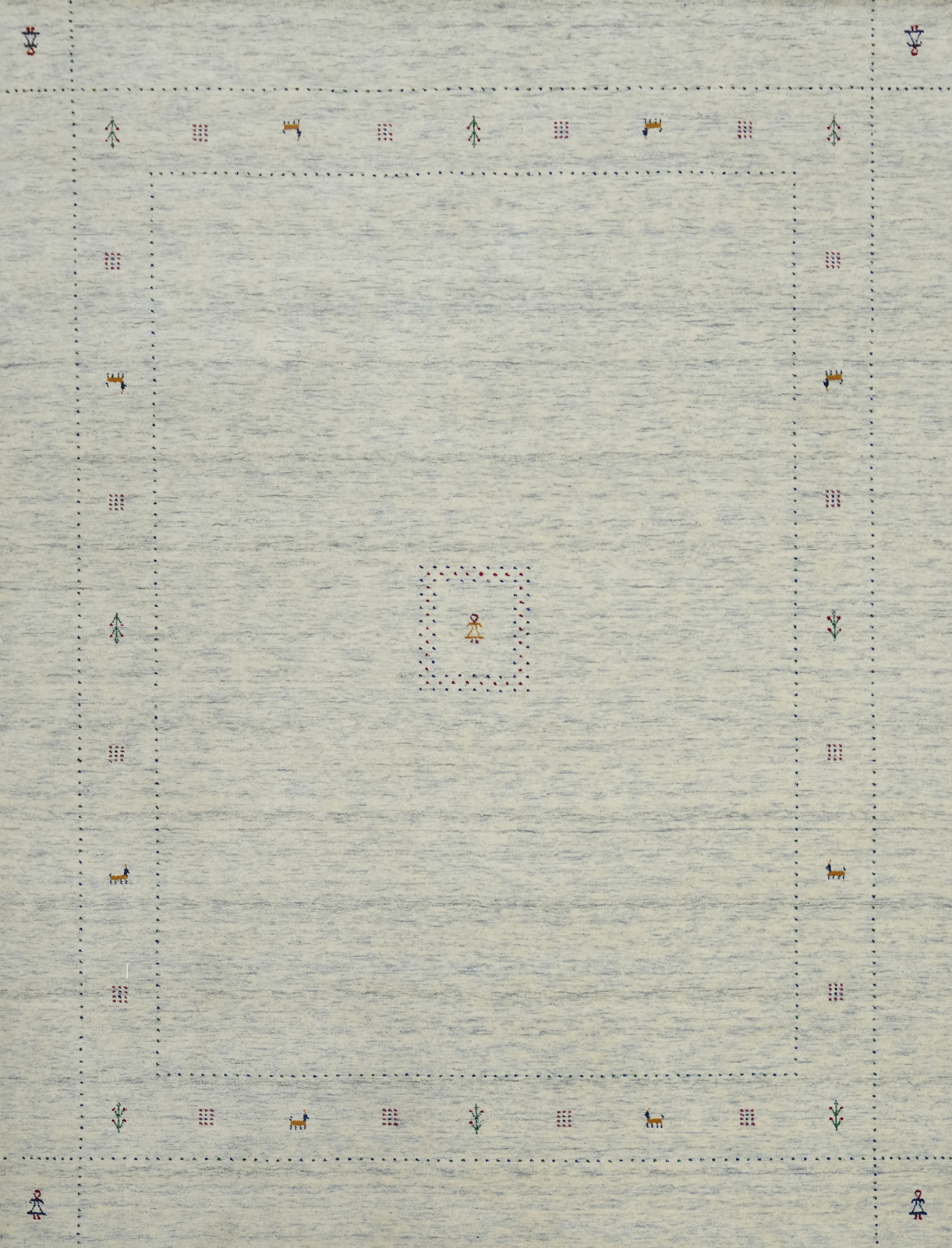 Artisan-made Ivory Color Wool Area Rug Hand-knotted Gabbeh Carpet 8×10 ft