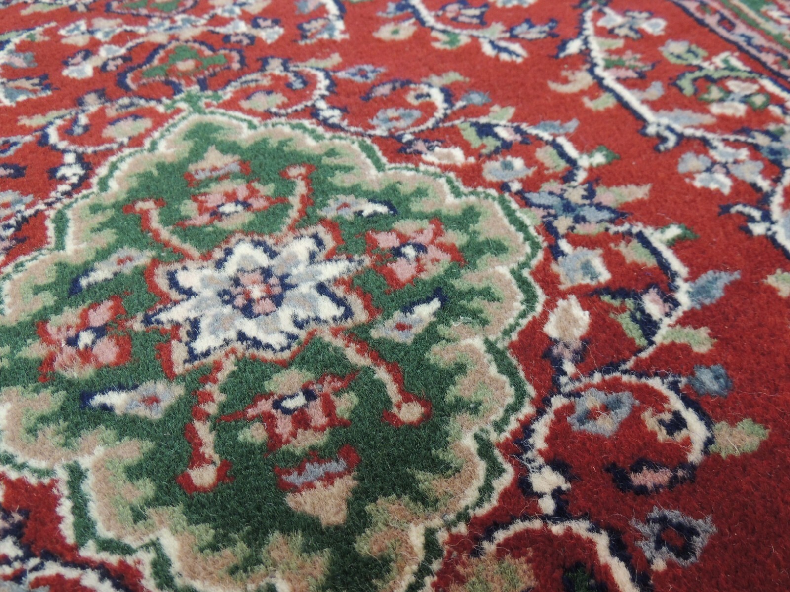 3×8 2×8 RUNNER Rug wool Hand knotted Red Green Blue/Gray Purple Stunning!