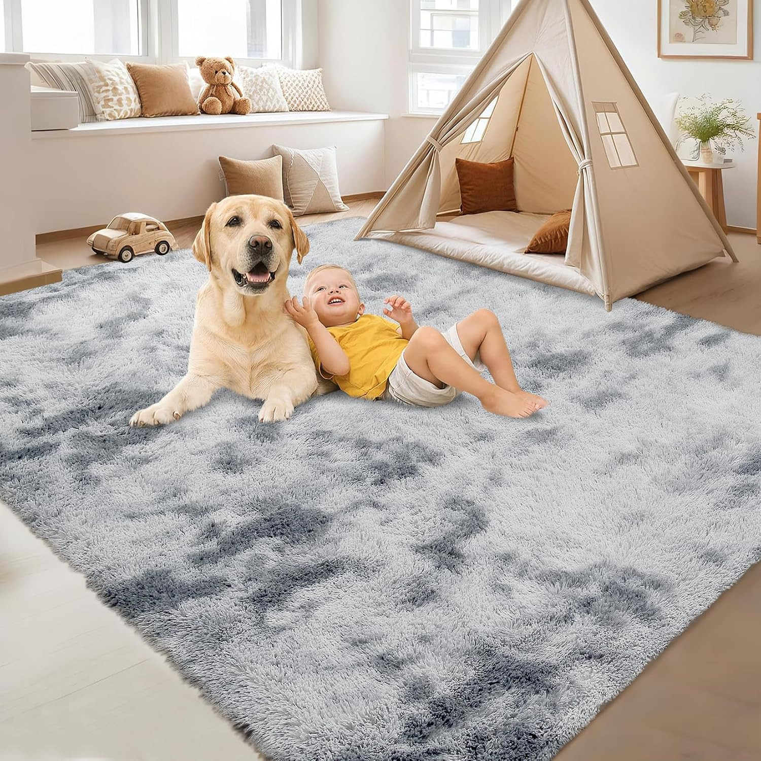 2’X6′ Soft Fluffy Runner Rug for Hallway, Tie-Dye Fuzzy Shaggy Runner for Bedsid