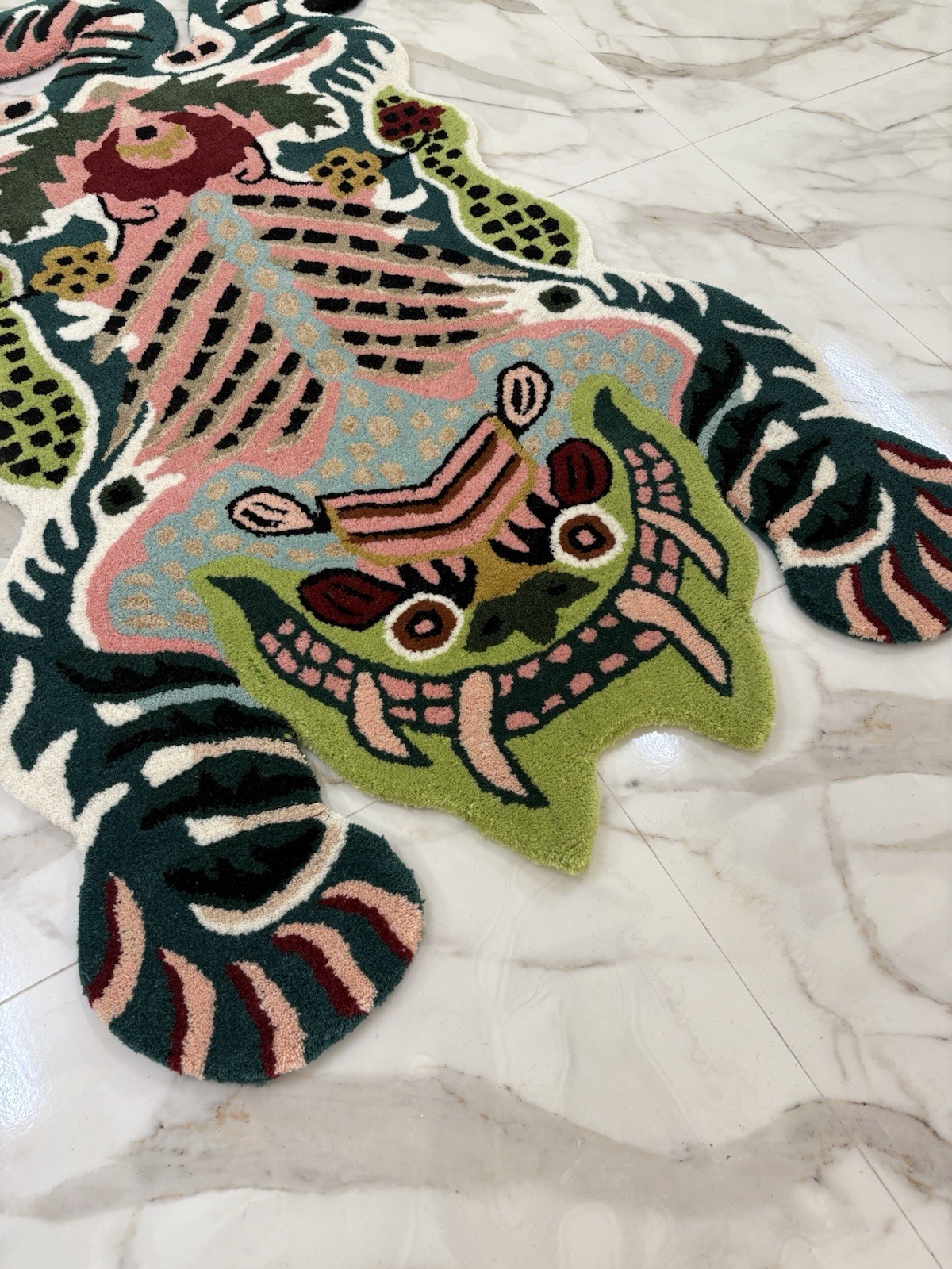 Hand-Tufted Wool Tiger Rug | 3×5 ft Boho Art Carpet