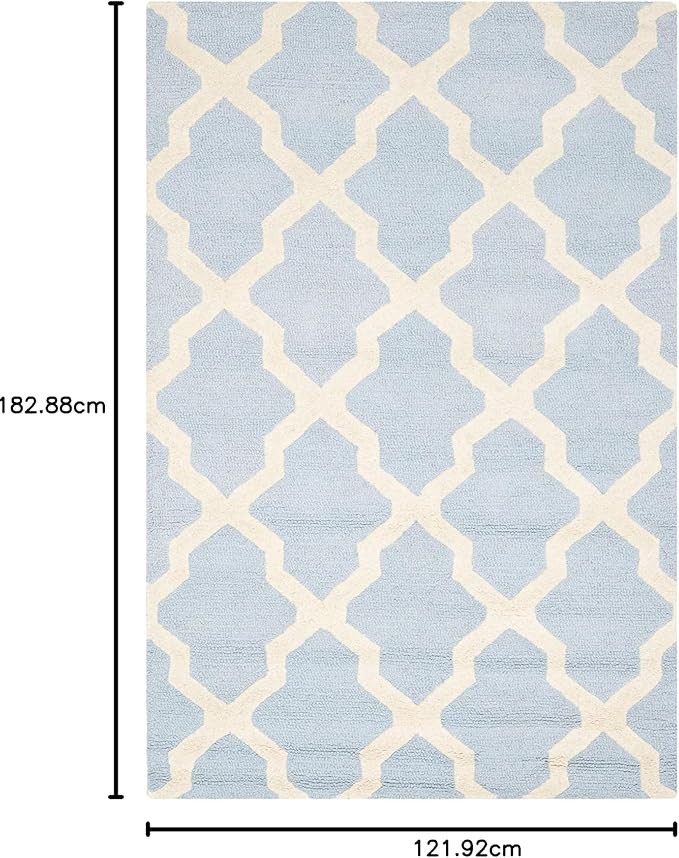Light Pink & Ivory, Handmade Trellis Wool, Ideal for High Traffic Areas in Entry