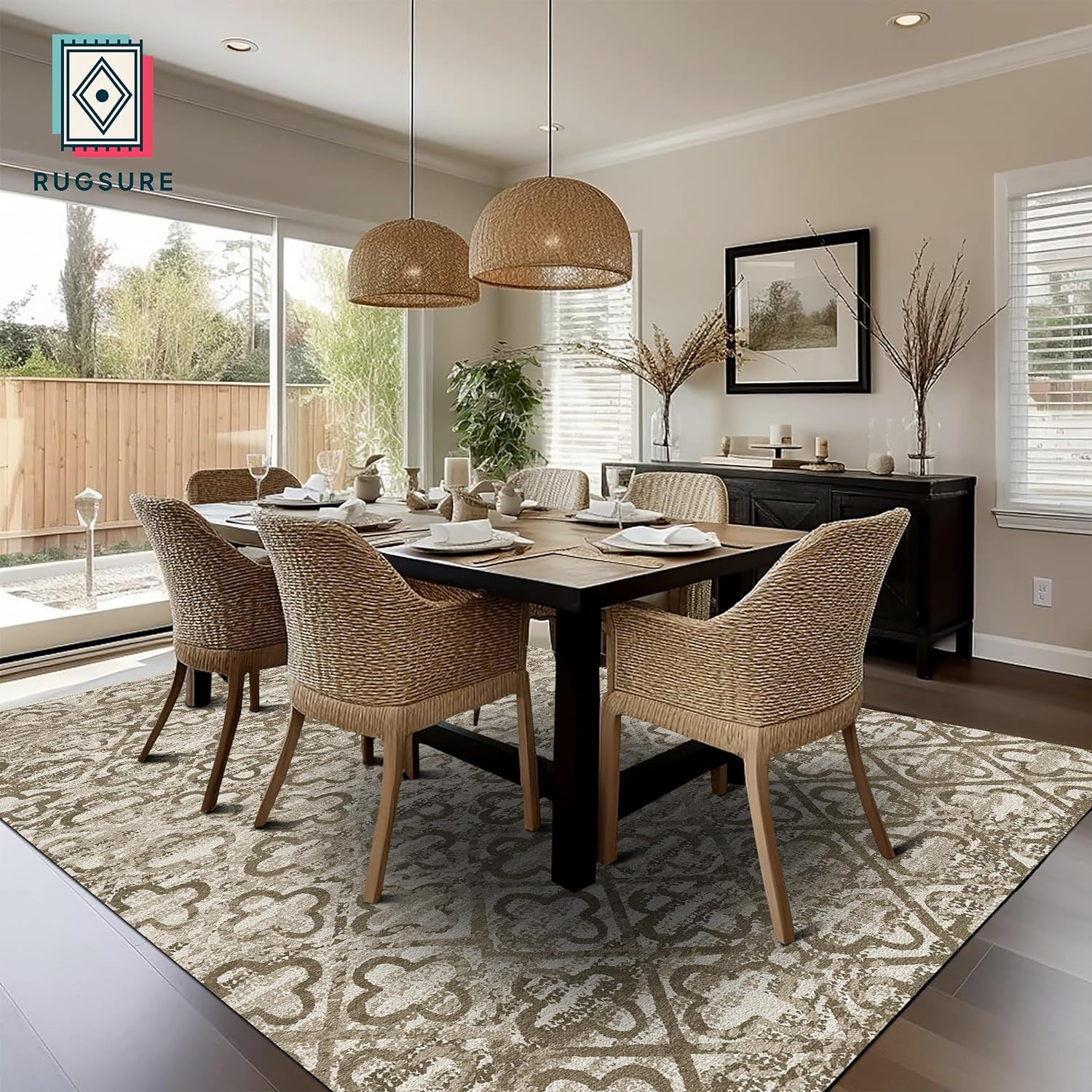 Washable Area Rugs, 3′ x 5 ‘ – 1/6 Thick – Stain & Water Resistant Non-Slip – Pe