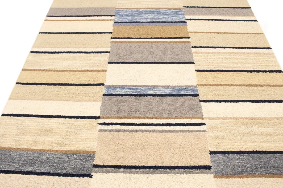 5×8 Hand-Tufted Modern Wool Rug Carpet with Multicolored Stripes Design