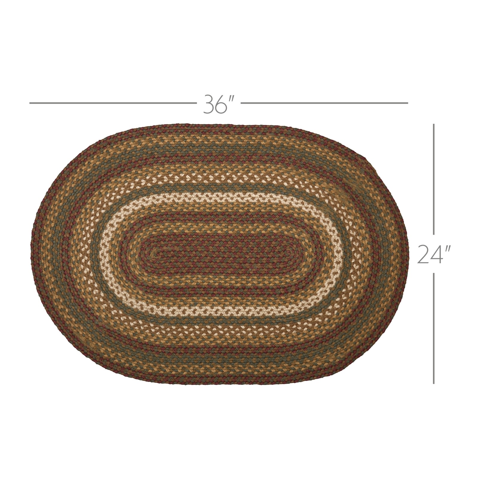 Accent Rug Tea Cabin Jute Rustic 24×36 Oval No Slip Striped Floor Mat VHC Brands