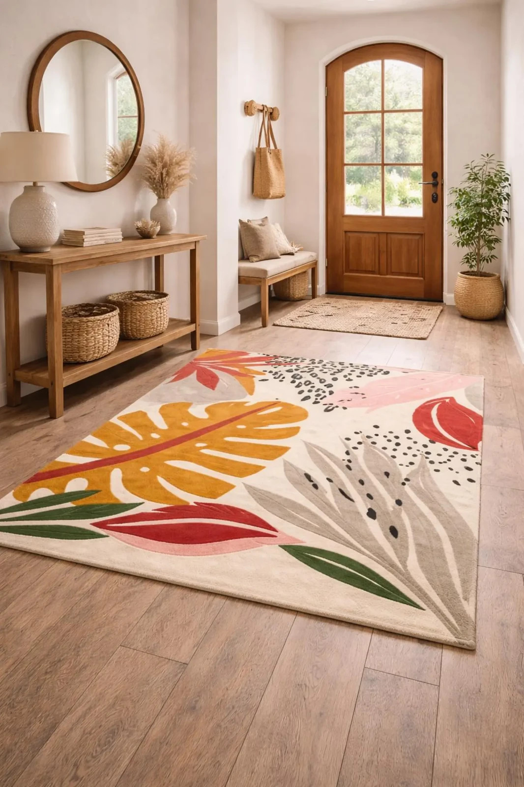 5×7 and-Tufted Botanical Art Rug with Pencil Carving – 12 mm Plush Pile | Modern