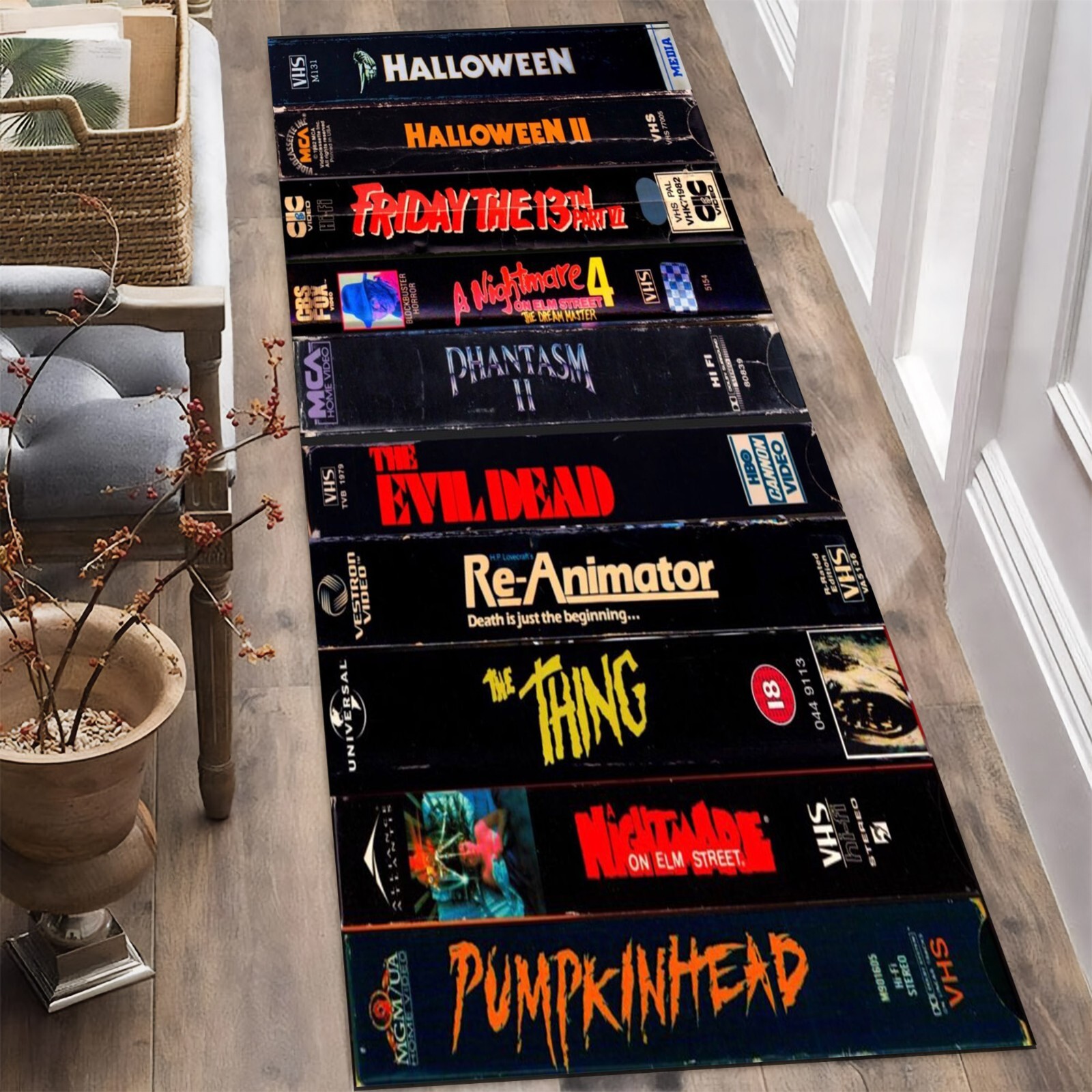 VHS Themed Rug,Nostalgic Retro Style Rug,Movie Room Rug,Halloween Rug,Horror Rug