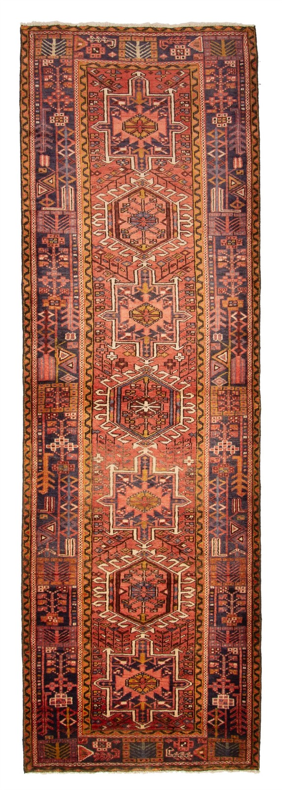 3’6″ x 10’10” Vintage Hand-knotted Runner Rug Traditional Oriental Wool Carpet