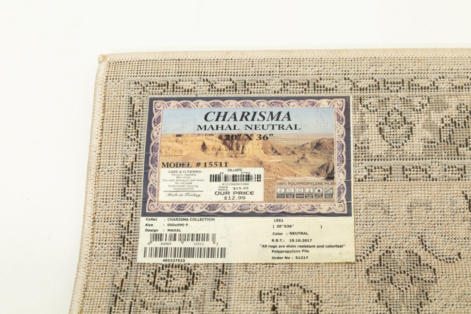 Charisma Mahal Neutral Rug 20×30 Entry Rug Model #15511 Polypropylene Pile #3