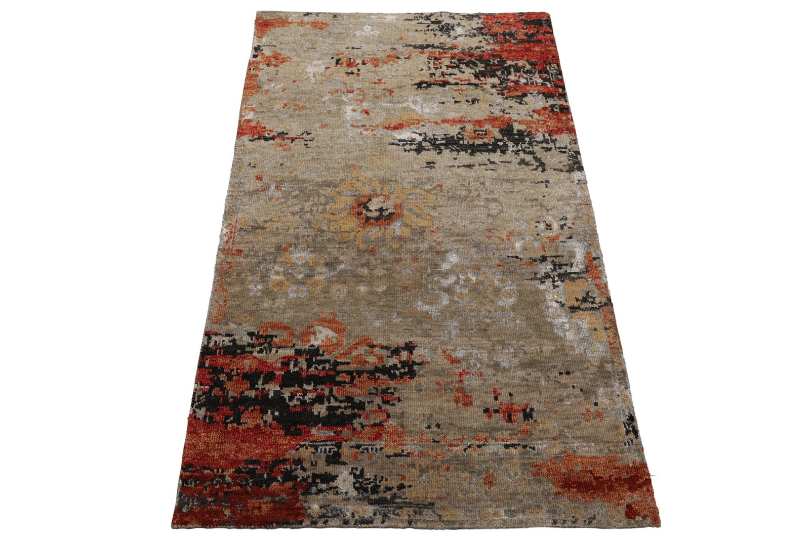 3×5 Hand Knotted LoomBloom Wool & Silk Gray Tibetan Modern Rug