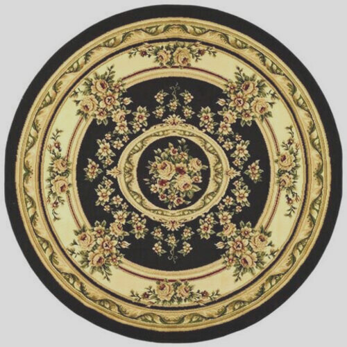 8′ Round Transitional Traditional Floral Black Area Rug **FREE SHIPPING**