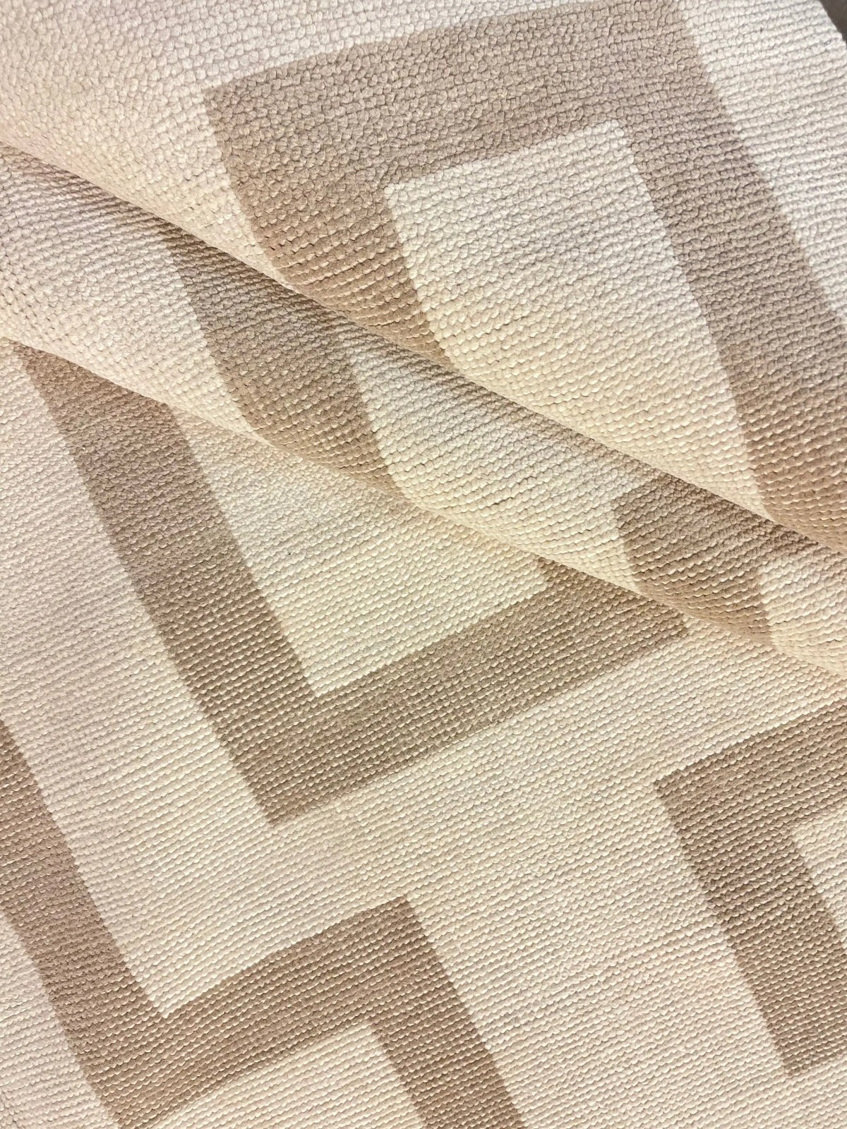 Ivory Beige Greek Key Rug Modern Geometric Area Rug Contemporary Living Room Rug